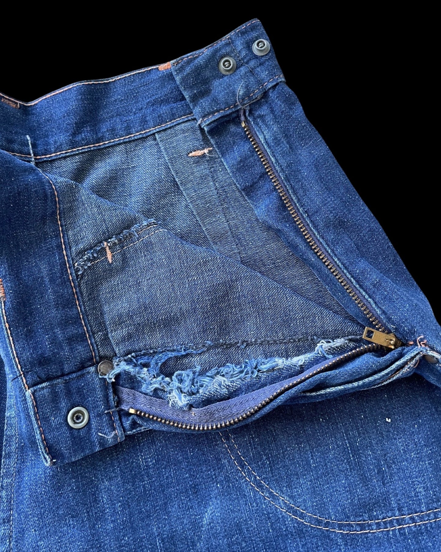 1950s Riveted ‘Kitty Carson' Double Snap Side Zip Dark Denim
