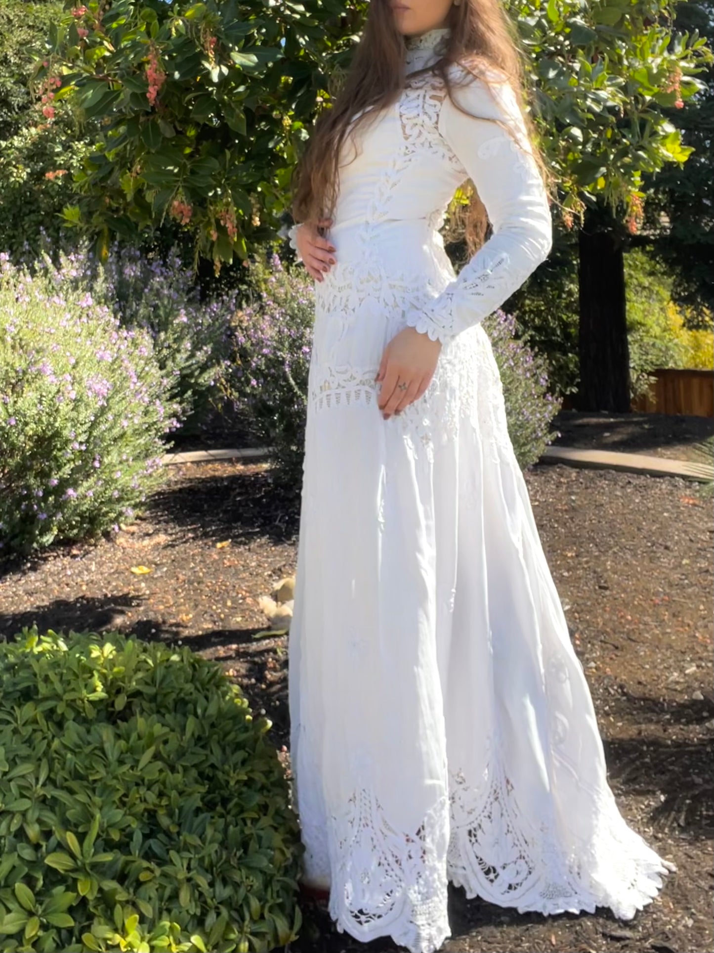 Special Turn Of The Century Hand Sewn Tape Lace & Linen Wedding Gown