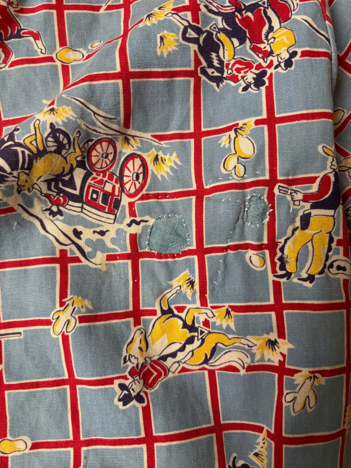 * Flash Sale * 1950s Jim Penney Cowboy Print Cotton Cropped Blouse