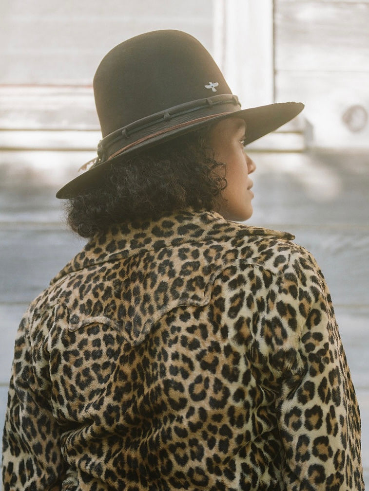 Rare 1950s 'Tregos West Wear' Plush Leopard Print Western Zip Front Shirt