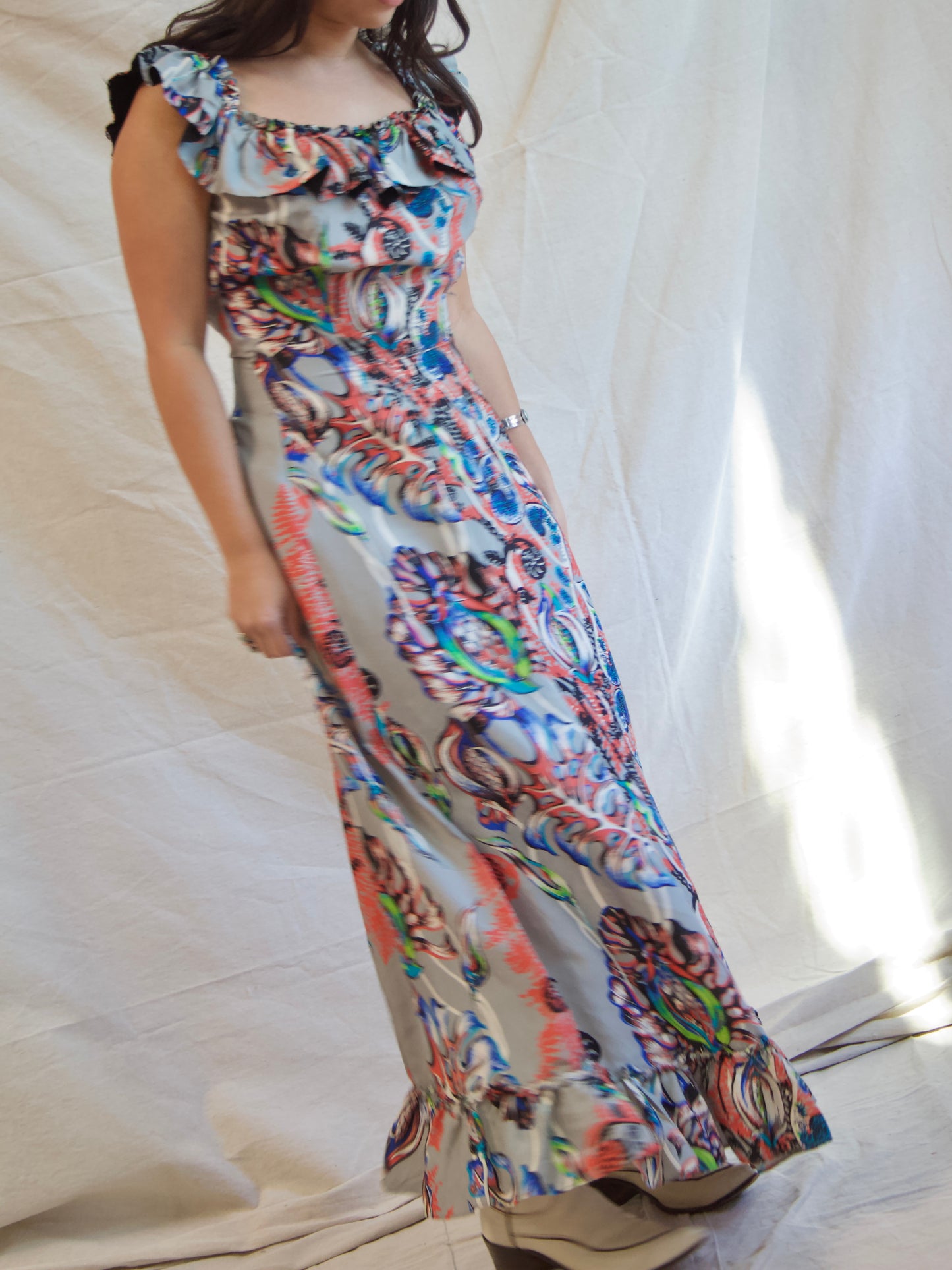 1940s Hawaiian Silk Holo Muu Dress