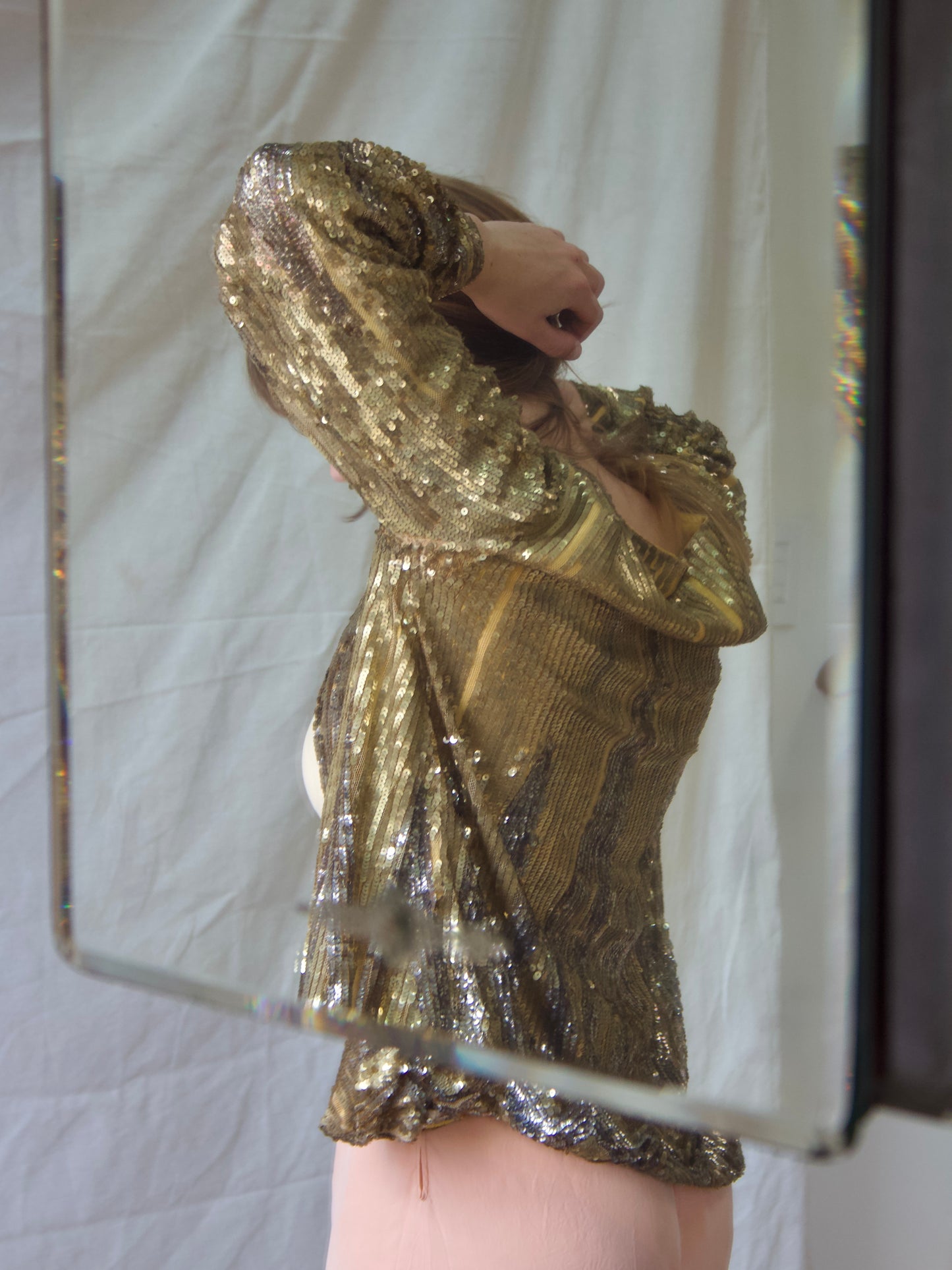 Rare Art Deco French 1930s Hand Embellished Sequin Bell Sleeve Jacket