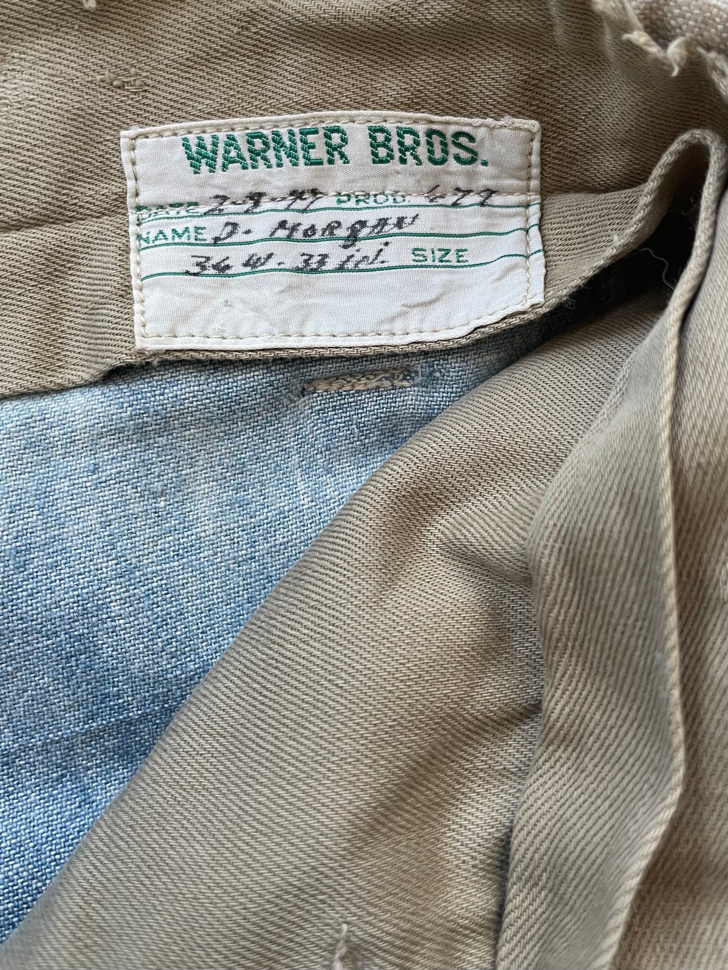 1970s Does 1920s Screen-worn Warner Bro.’s Dennis Morgan Costume Buckle Back Jeans