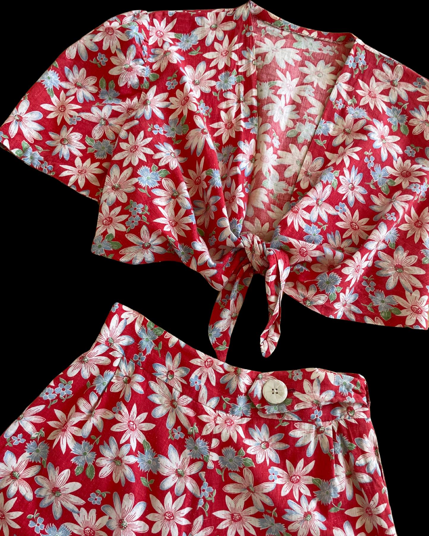 1930s Handmade Two Piece Feedsack Playsuit