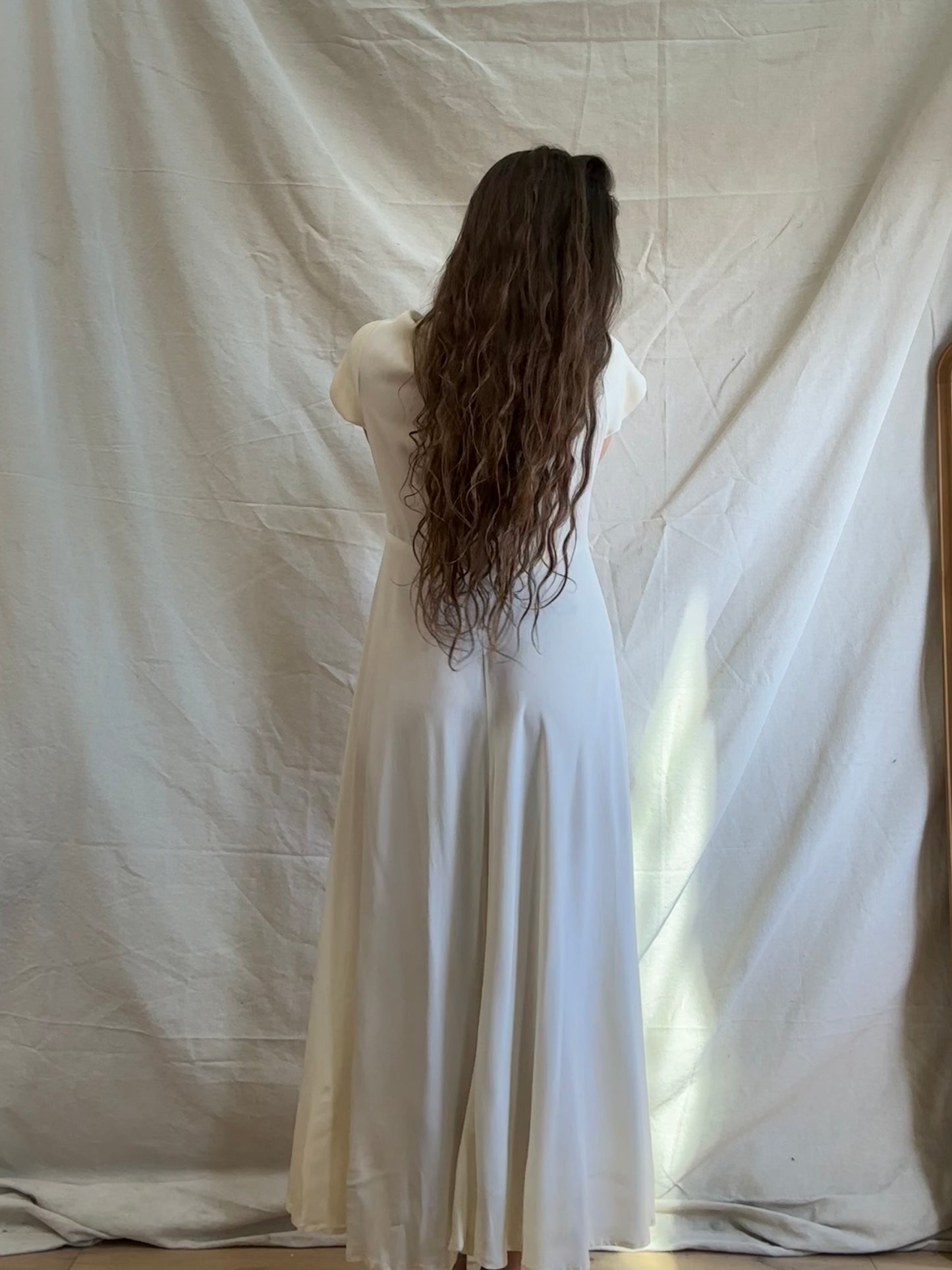 1940s Diamante Silk Crepe Bias Cut Gown