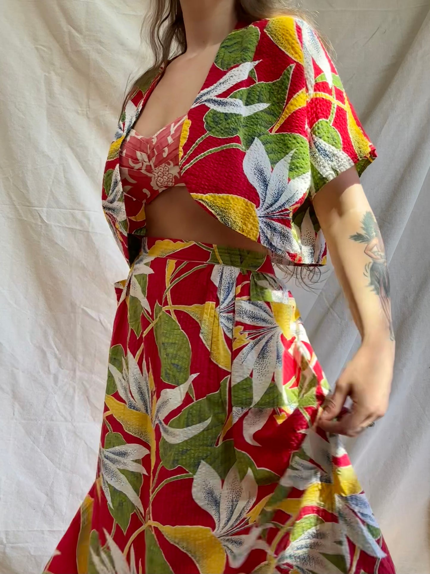 1940s Hawaiian Seersucker Three Piece Set