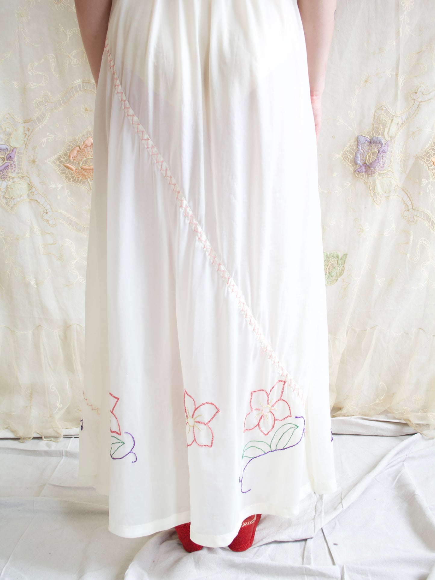 WW2 Hand Embroidered Puff Sleeve Parachute Dress