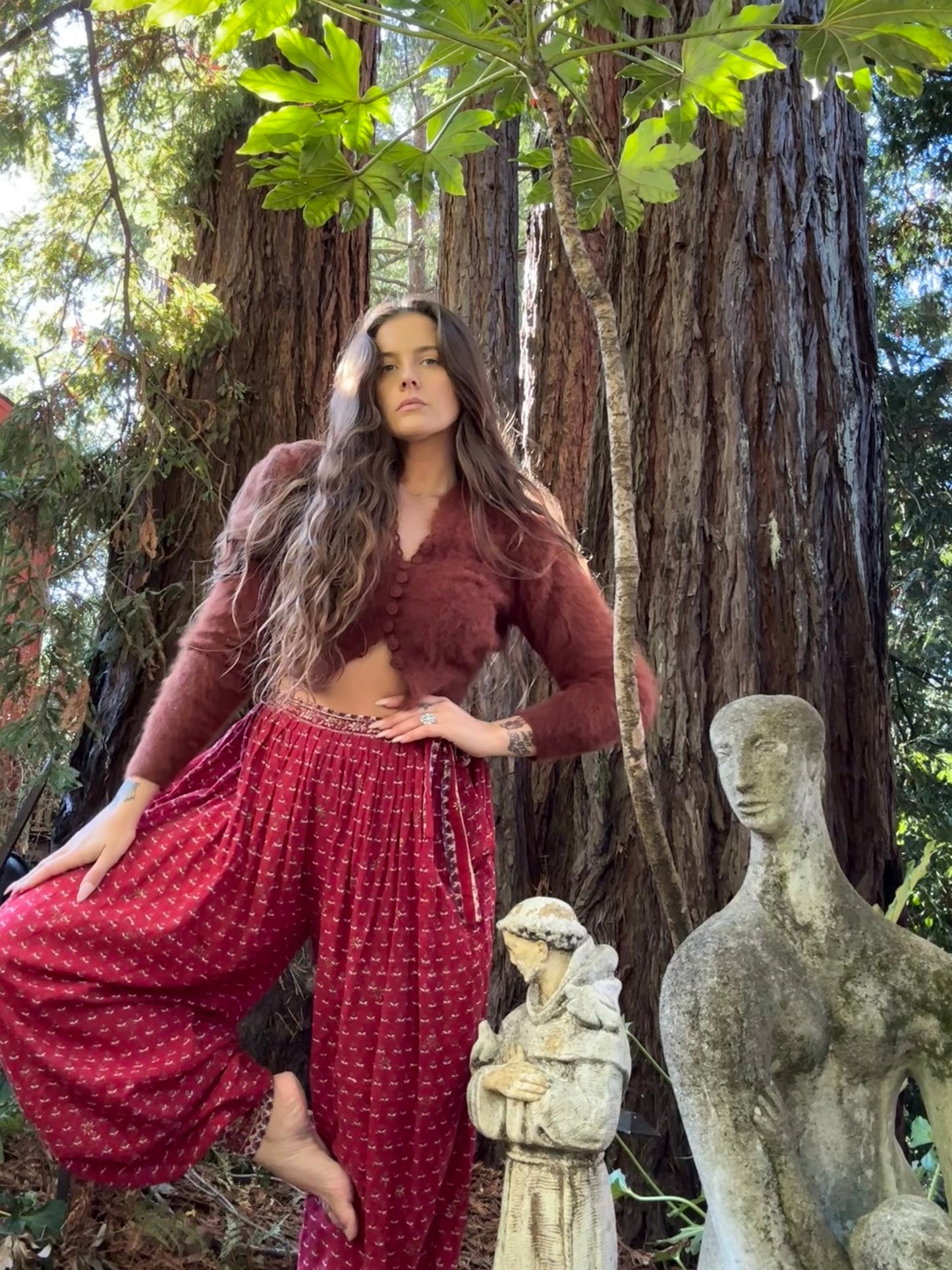 * Flash Sale * 1970s 'Adini’ Block Printed Indian Cotton Side Button Harem Pants