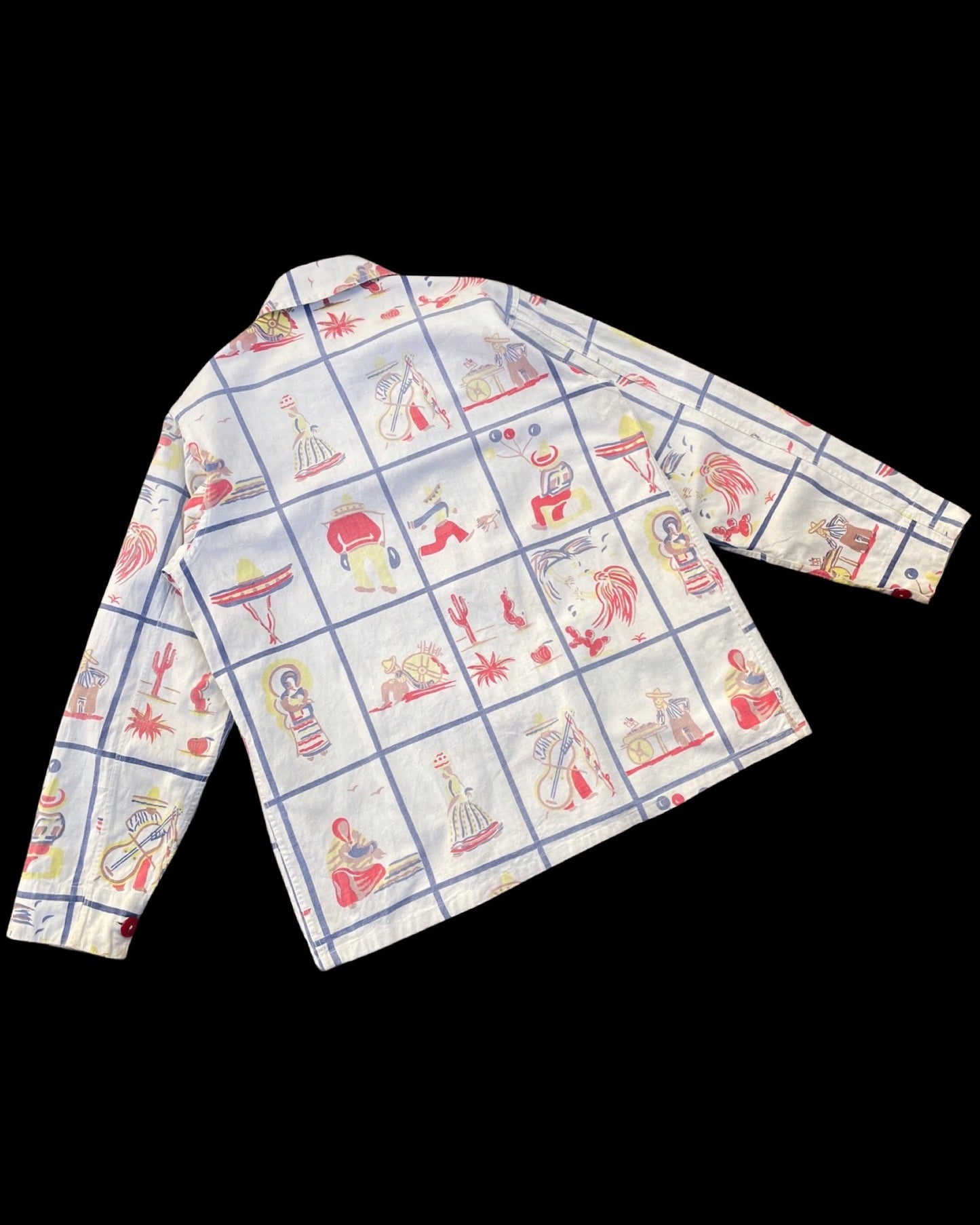 1940s Mexicana Novelty Print Chore Coat