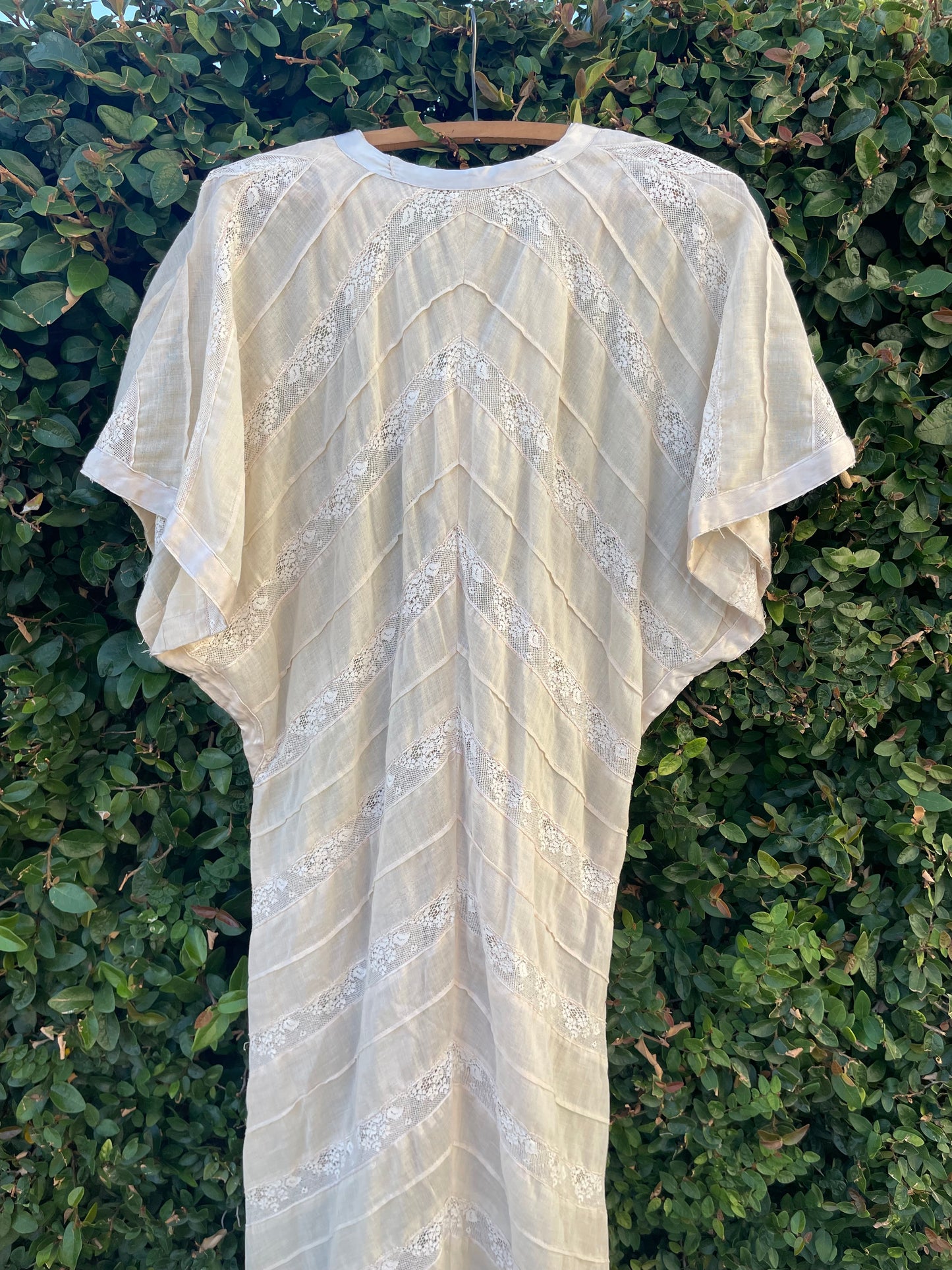 1920s/1930s Voile & Inset Lace Caftan Style Dress