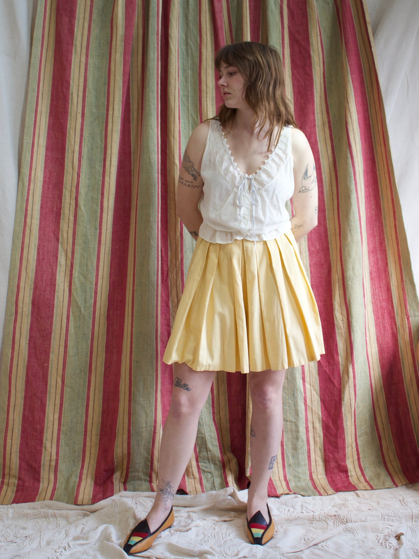 1940s Butter Yellow Pleated Sportswear Shorts