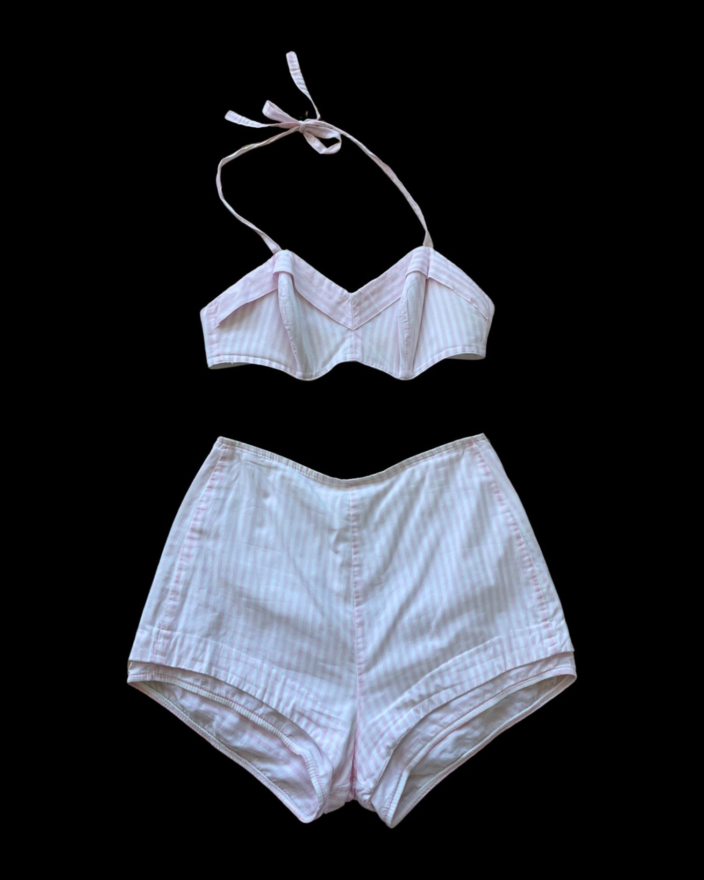 1950s Candy Striped 2-Piece Halter Swim/Play Suit