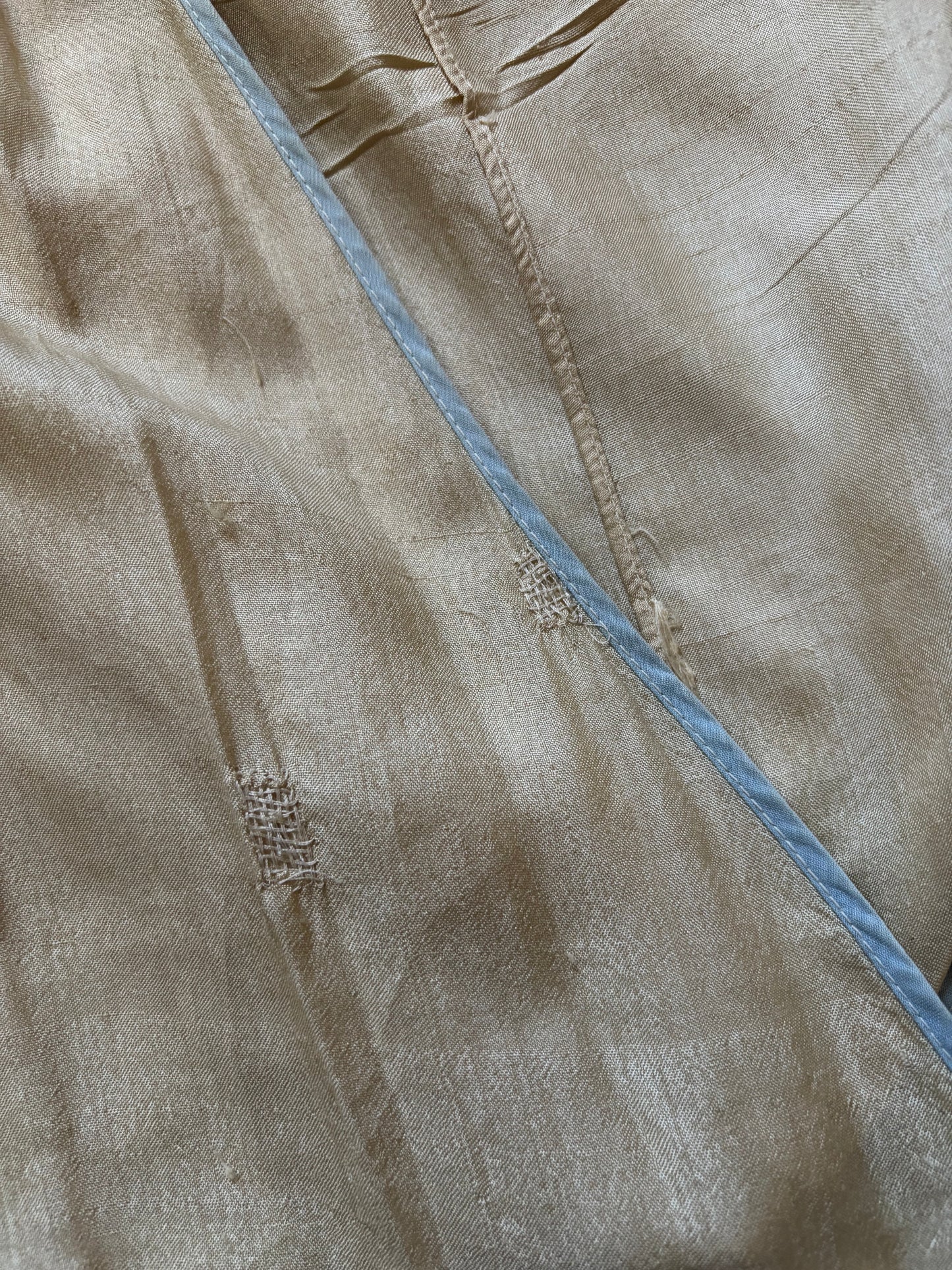 Antique 1920s Ecru Pongee Silk Tie Waist Beach Pajamas Jumpsuit