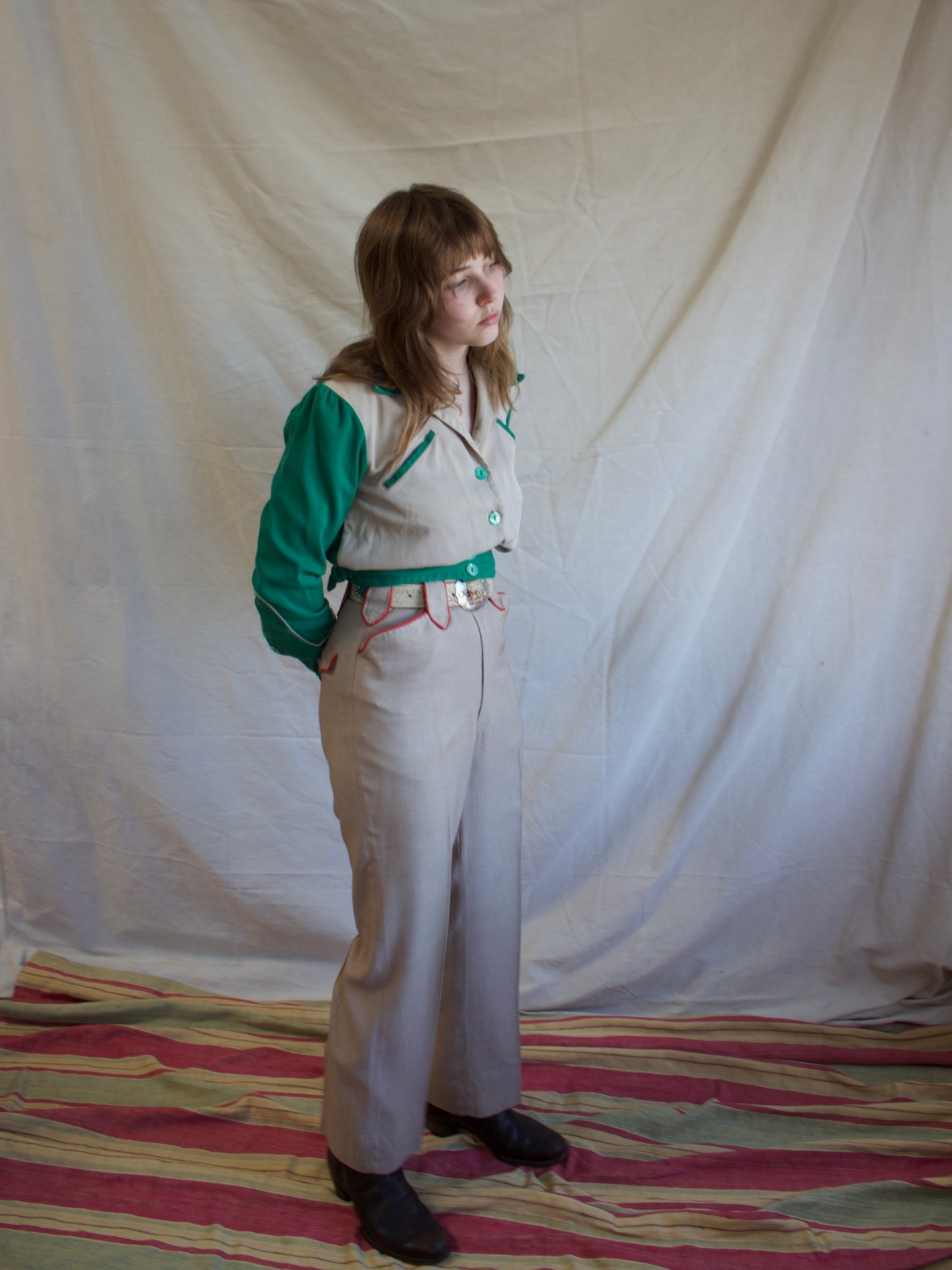Rare 1940s Levis Shorthorn Gabardine Western Pants Red Piping