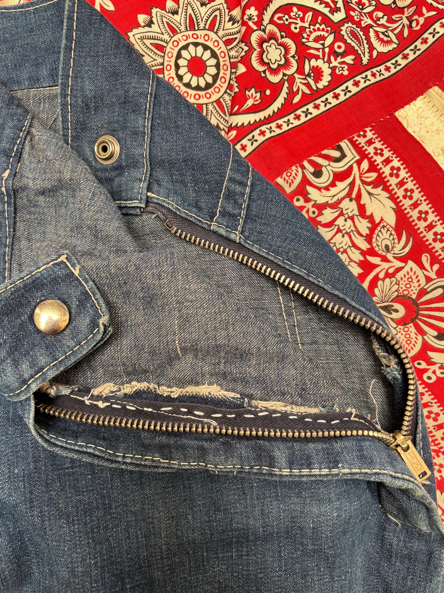 1950s Studded Dark Wash Side Zip Jeans
