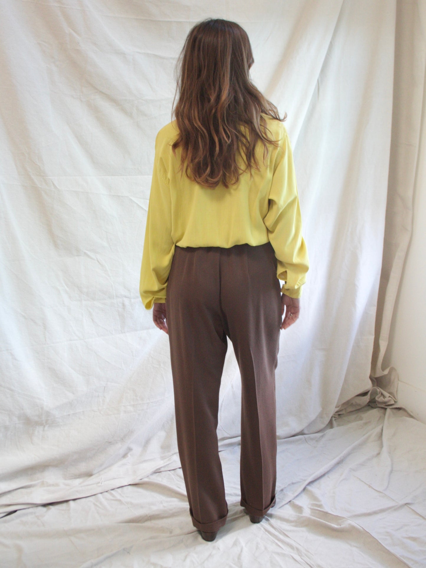 1950s Smooth Chocolate Brown Gabardine Western Side Zip Pants