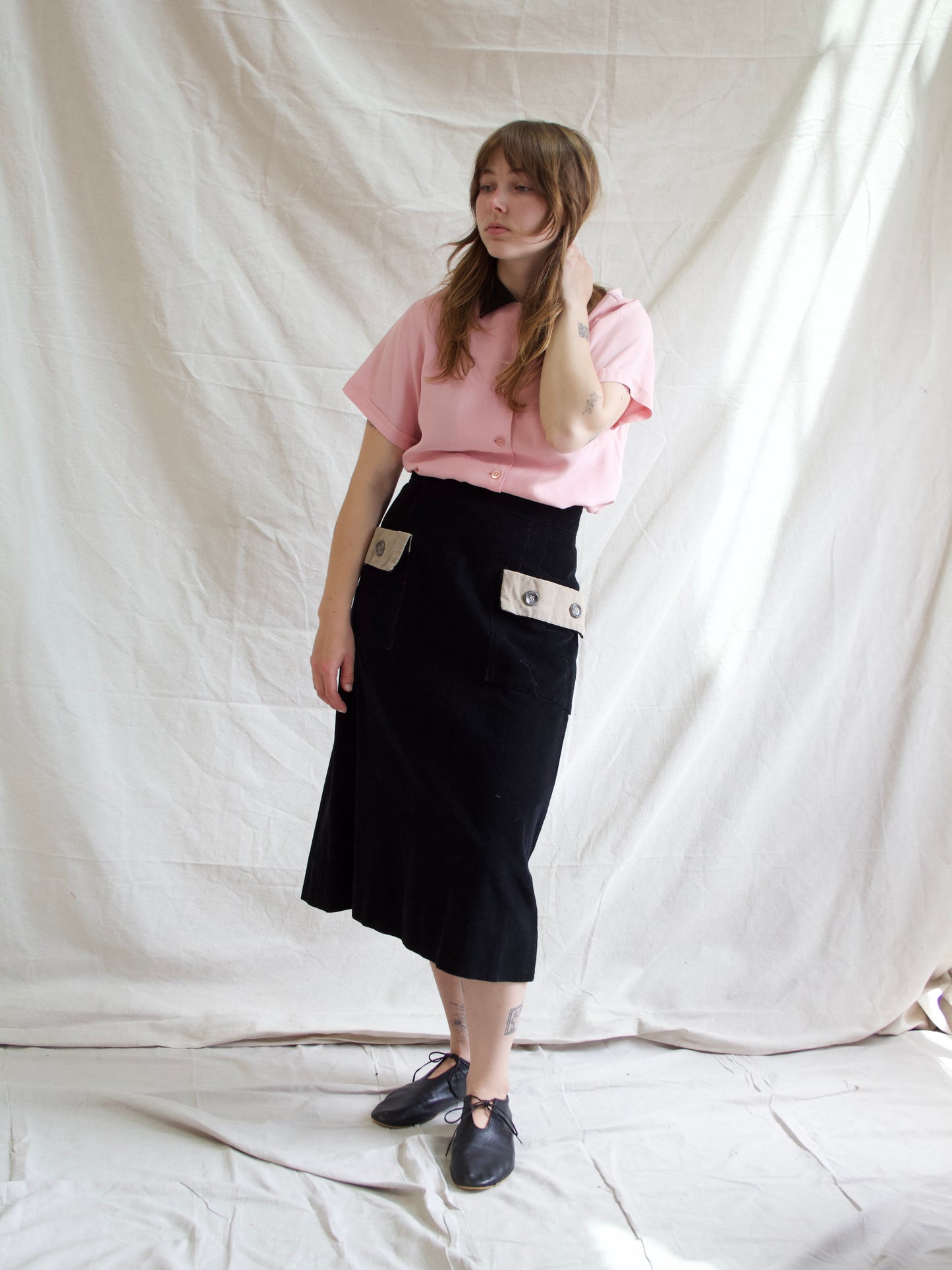 Rare 1950s “Starkeys Bowlerettes” Pink Rhinestone Embellished Gabardine Bowling Shirt