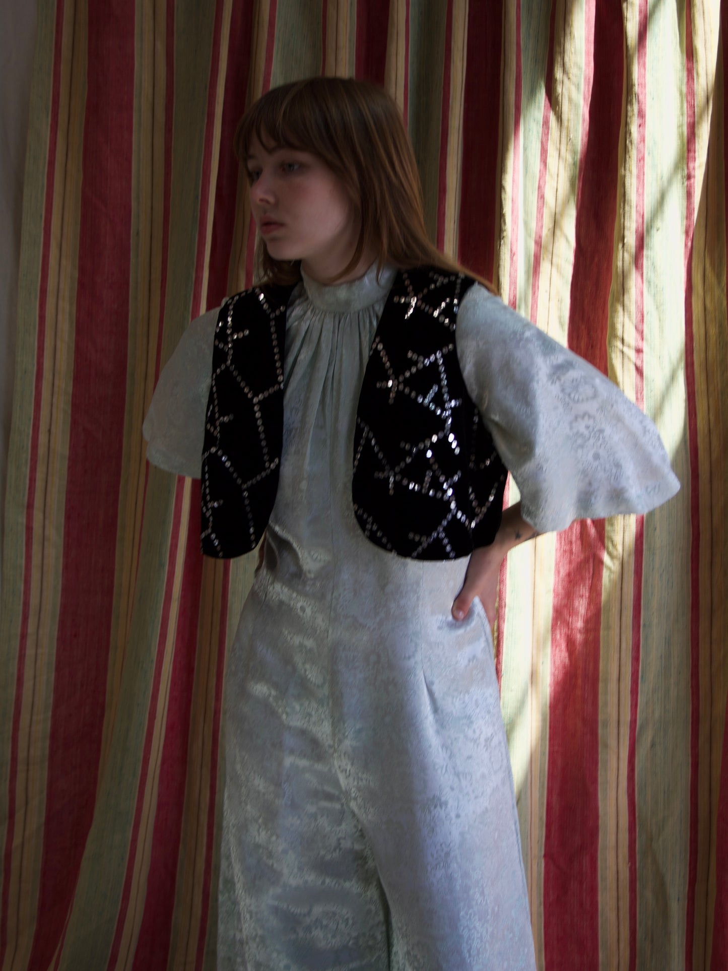 1950s Deadstock Sequin Velveteen Bolero Vest