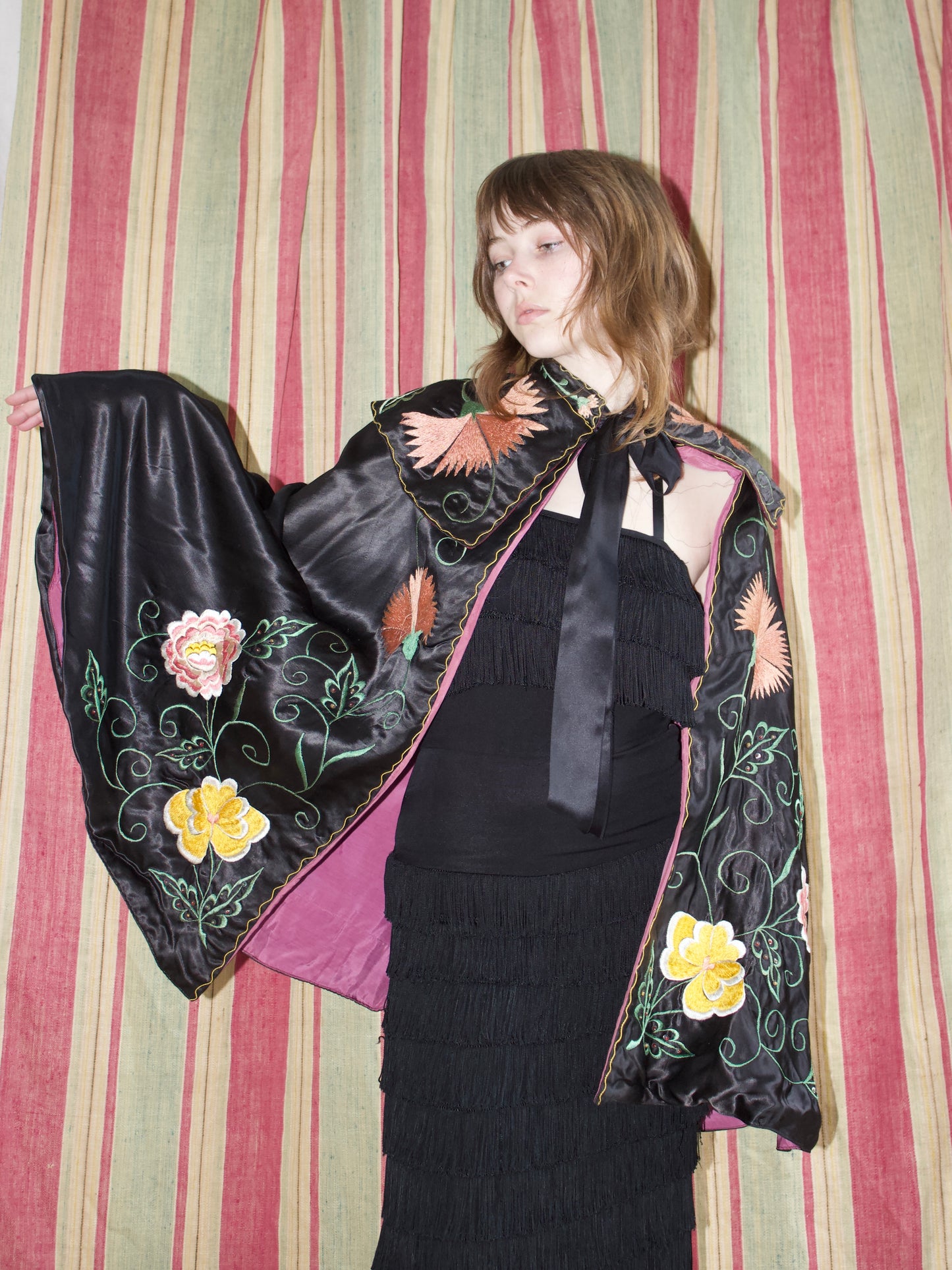1940s Densely Embroidered Satin Matador / Toreador Cape