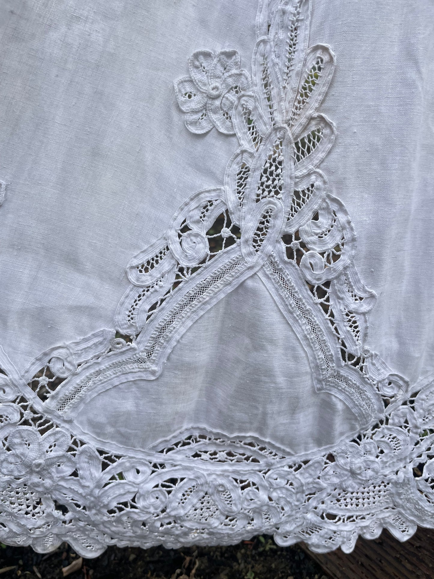 Special Turn Of The Century Hand Sewn Tape Lace & Linen Wedding Gown