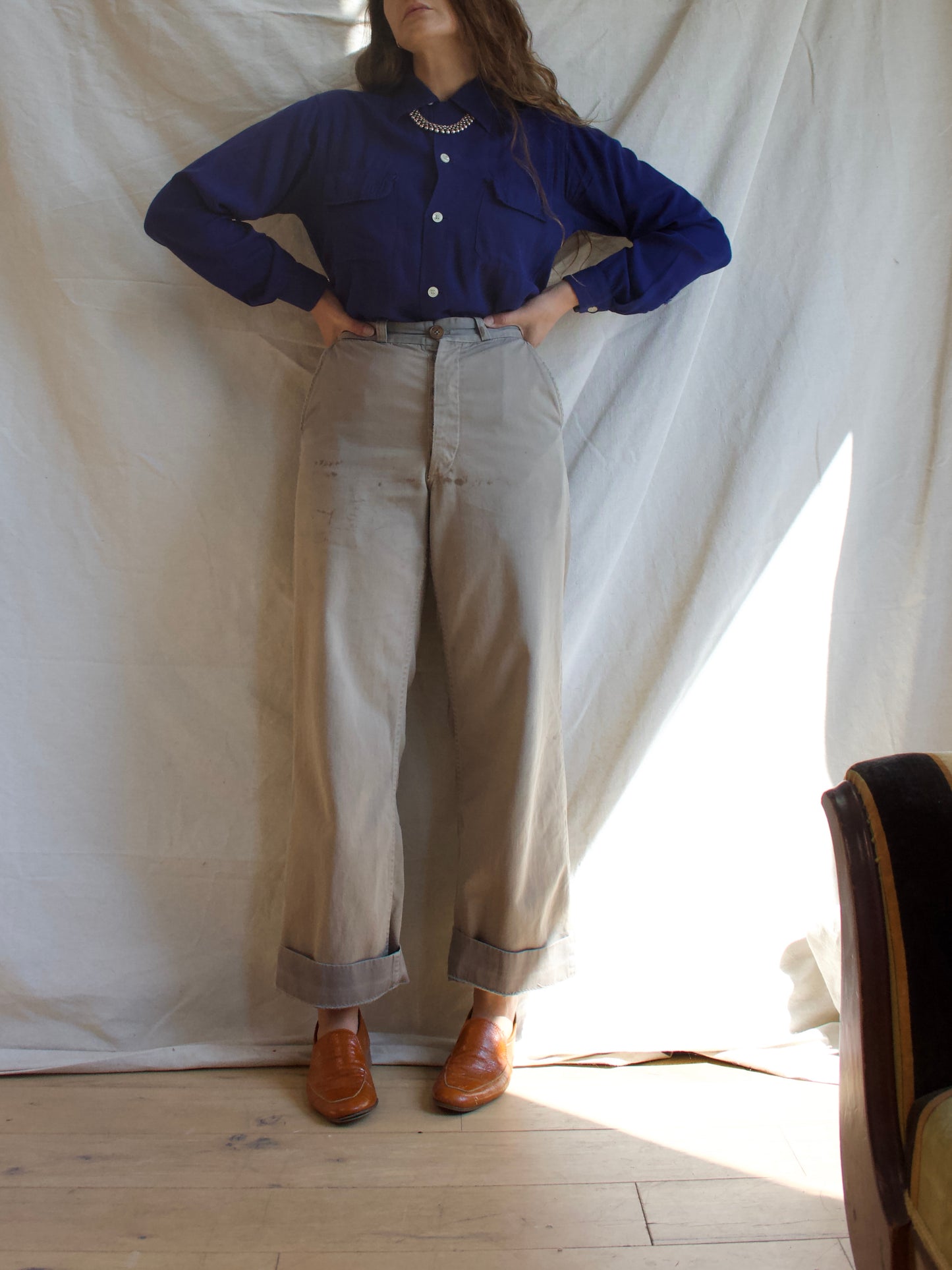1940s Ombrè Button Fly Chinos