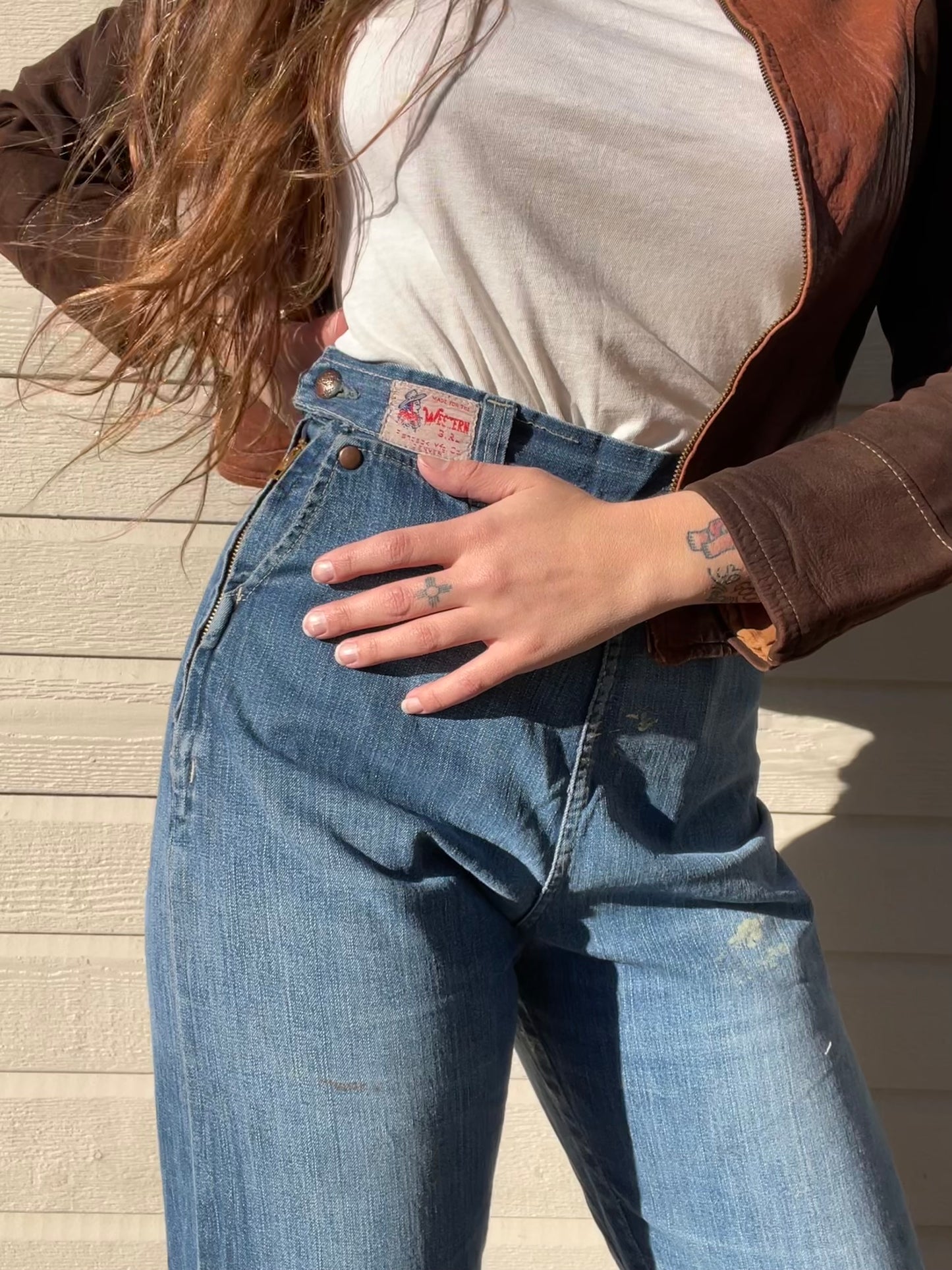 1950s Half Selvedge Western Girl' Side Button/ Zip Denim
