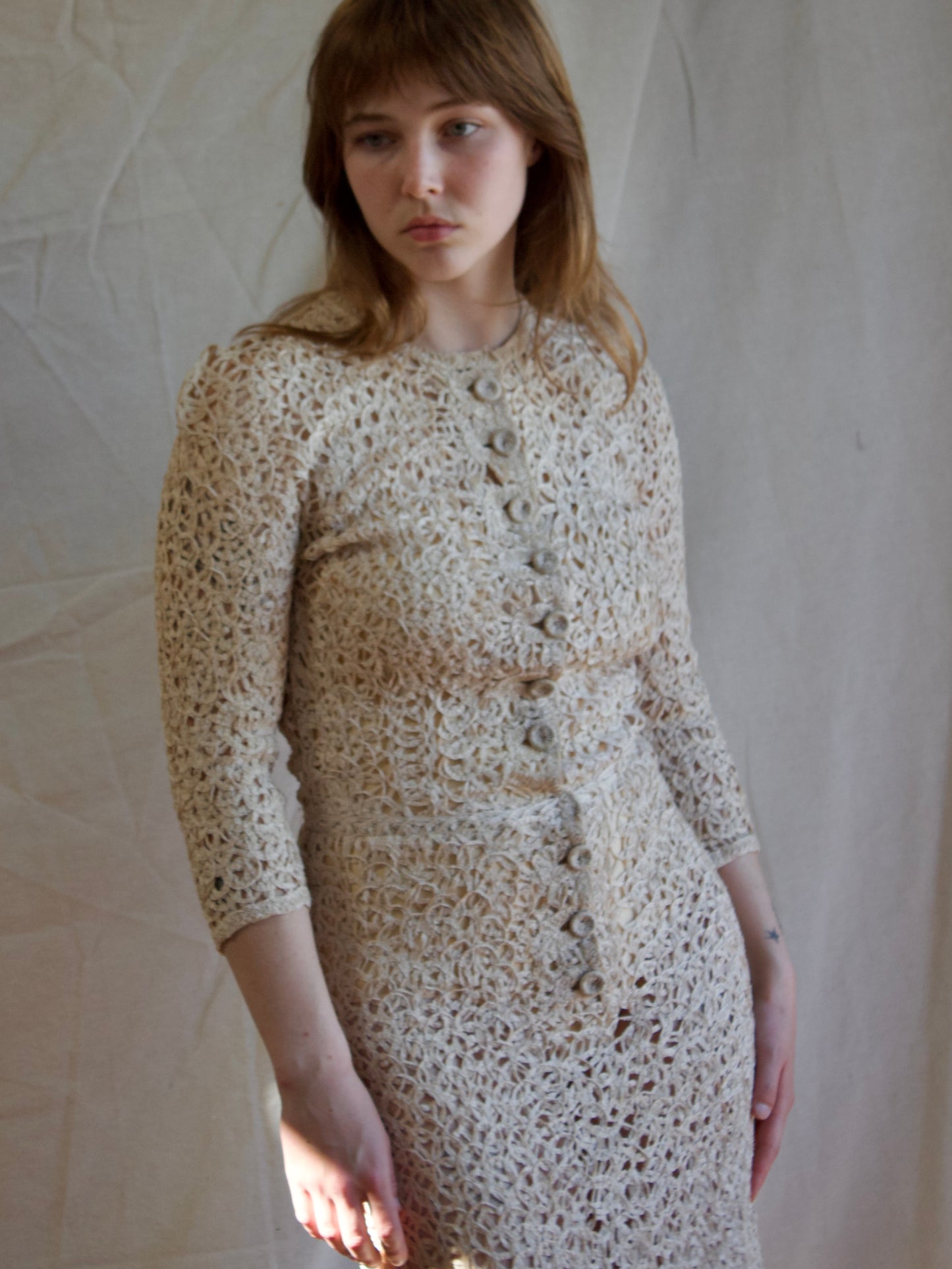 1940s Ribbon Knit Wiggle Dress