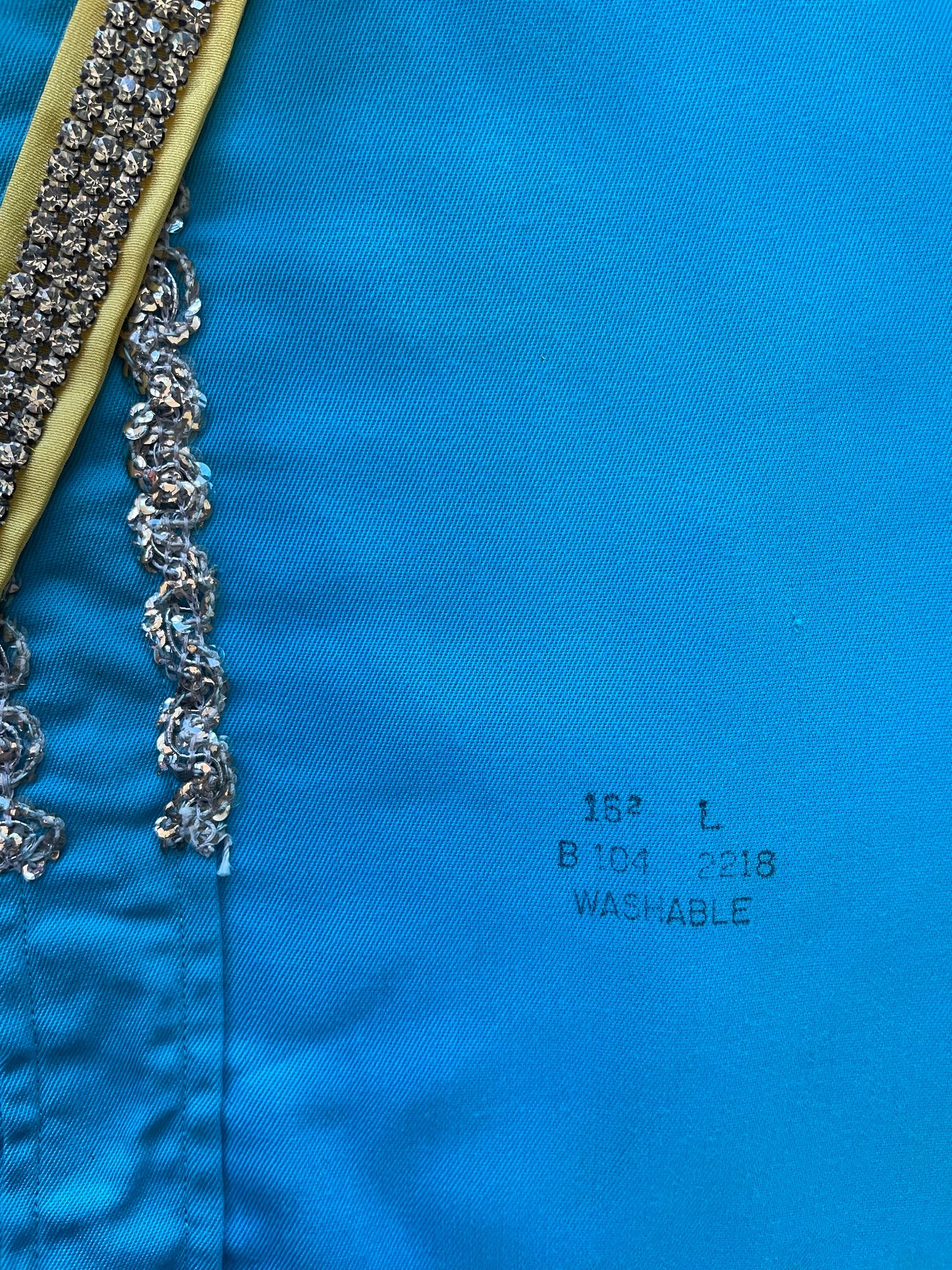 1950s Lee 101 Electric Turquoise Sequin Embellished Western Two Piece Suit W* Bow Clip