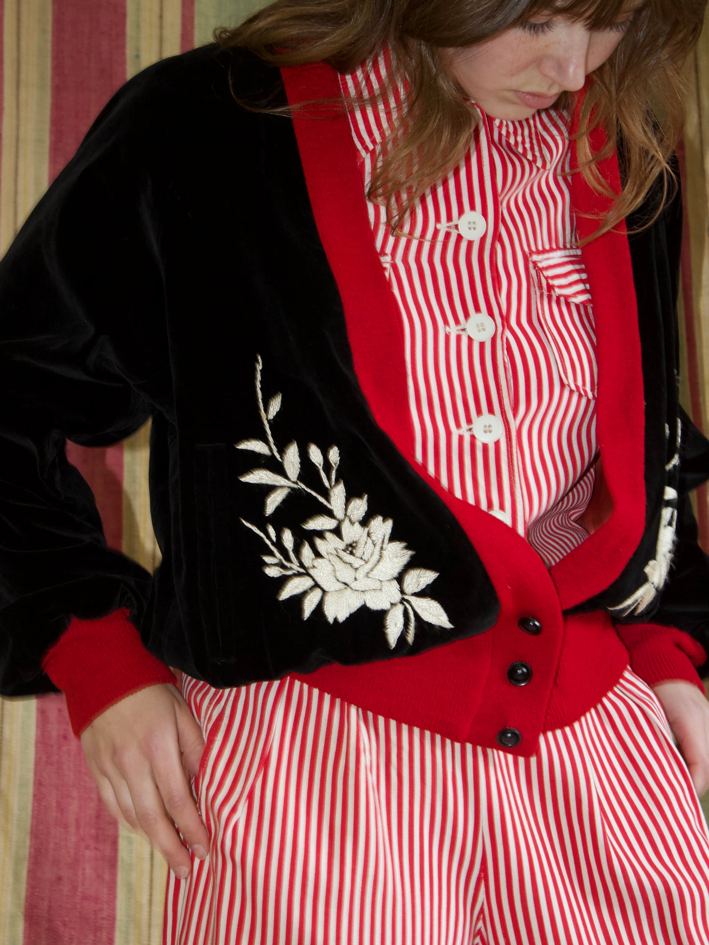 1950s Yokohama Japanese Velveteen Rib Knit Souvenir Jacket