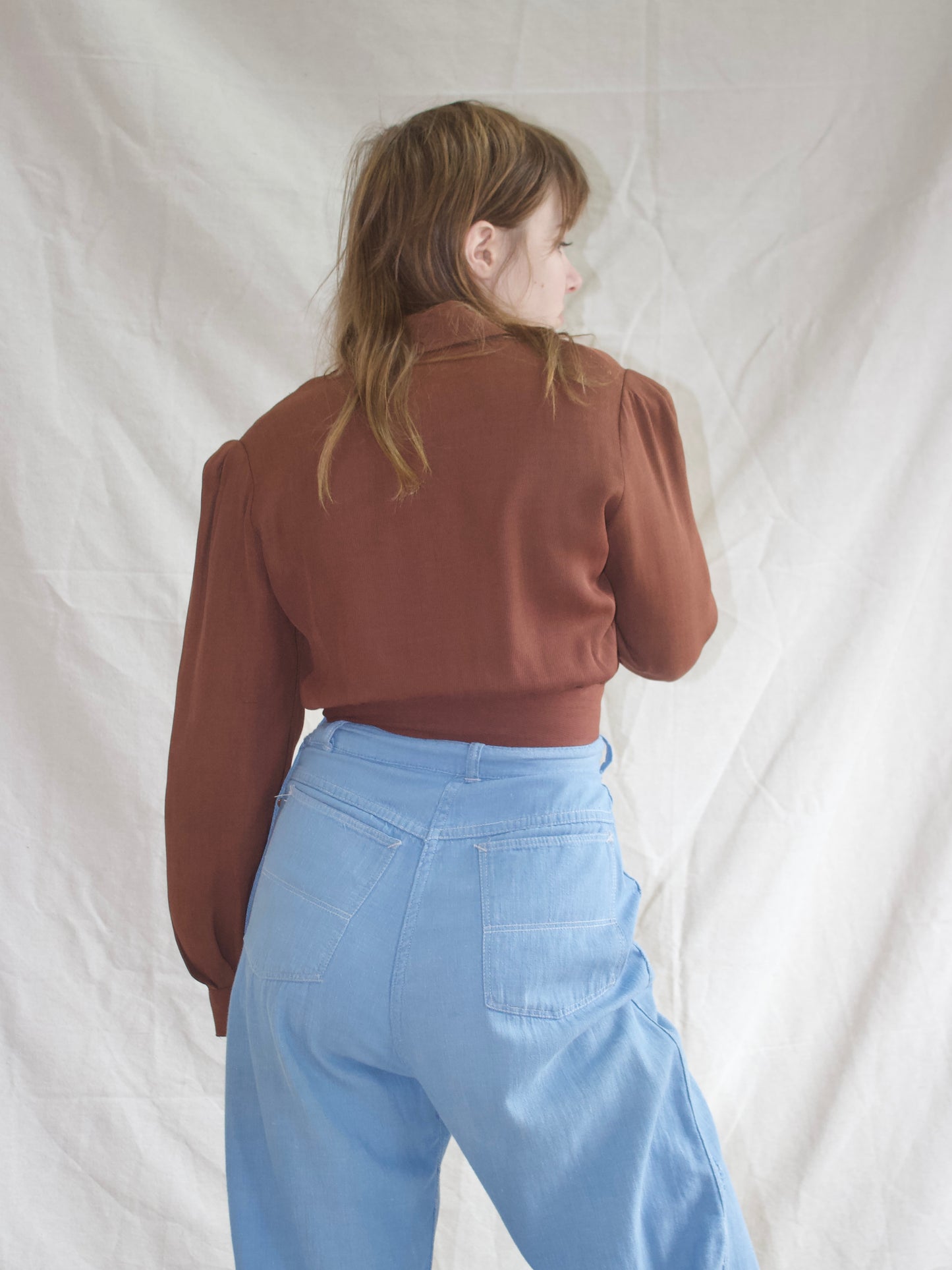 1950s Duck Brand Baby Blue Soft Broken In Side Zip Denim
