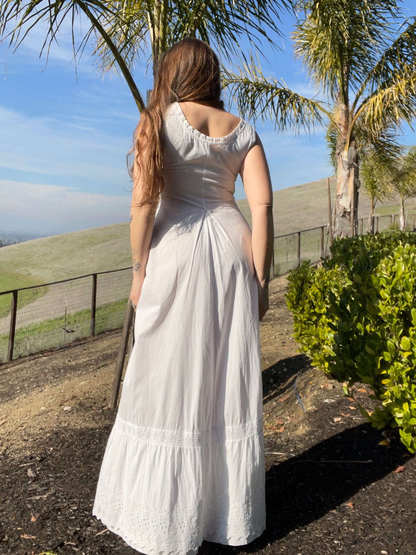 Edwardian Cotton Eyelet Chemise Button Font Dress