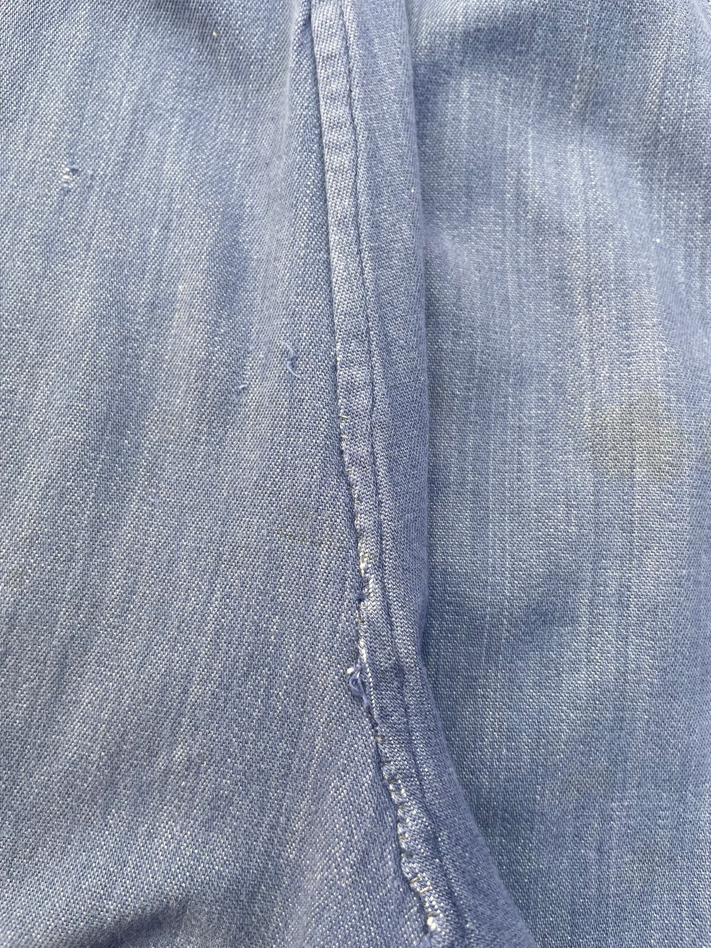 1940s Indigo Cotton Workwear Bib Front Side Button Overalls