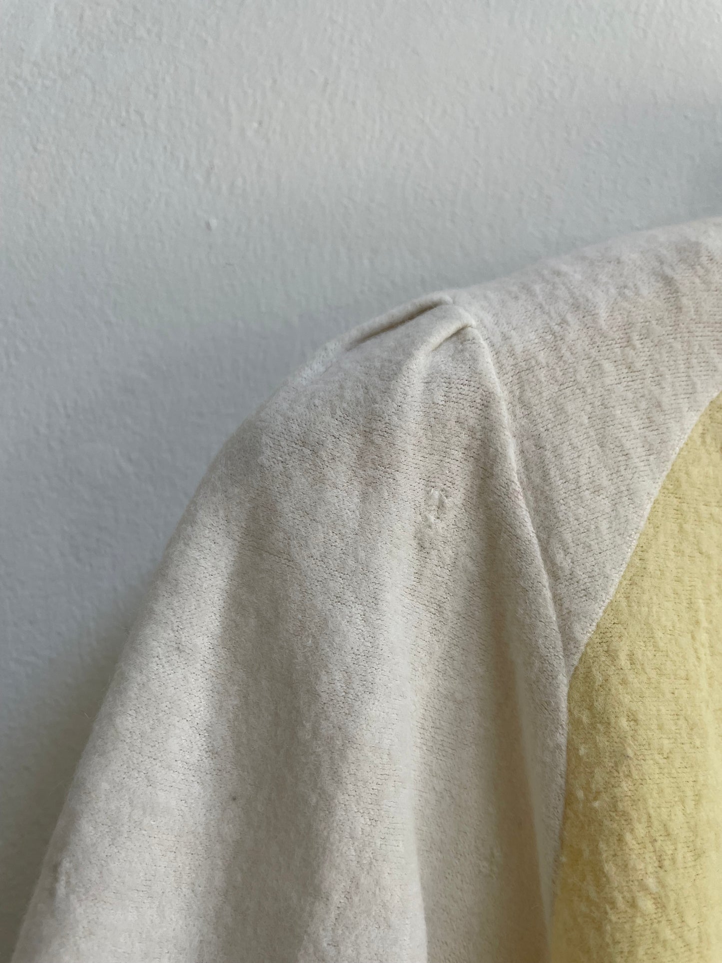 1930s Two Tone Butter Yellow & Ivory Fuzzy Rayon Knit Puff Sleeve Cropped Knit