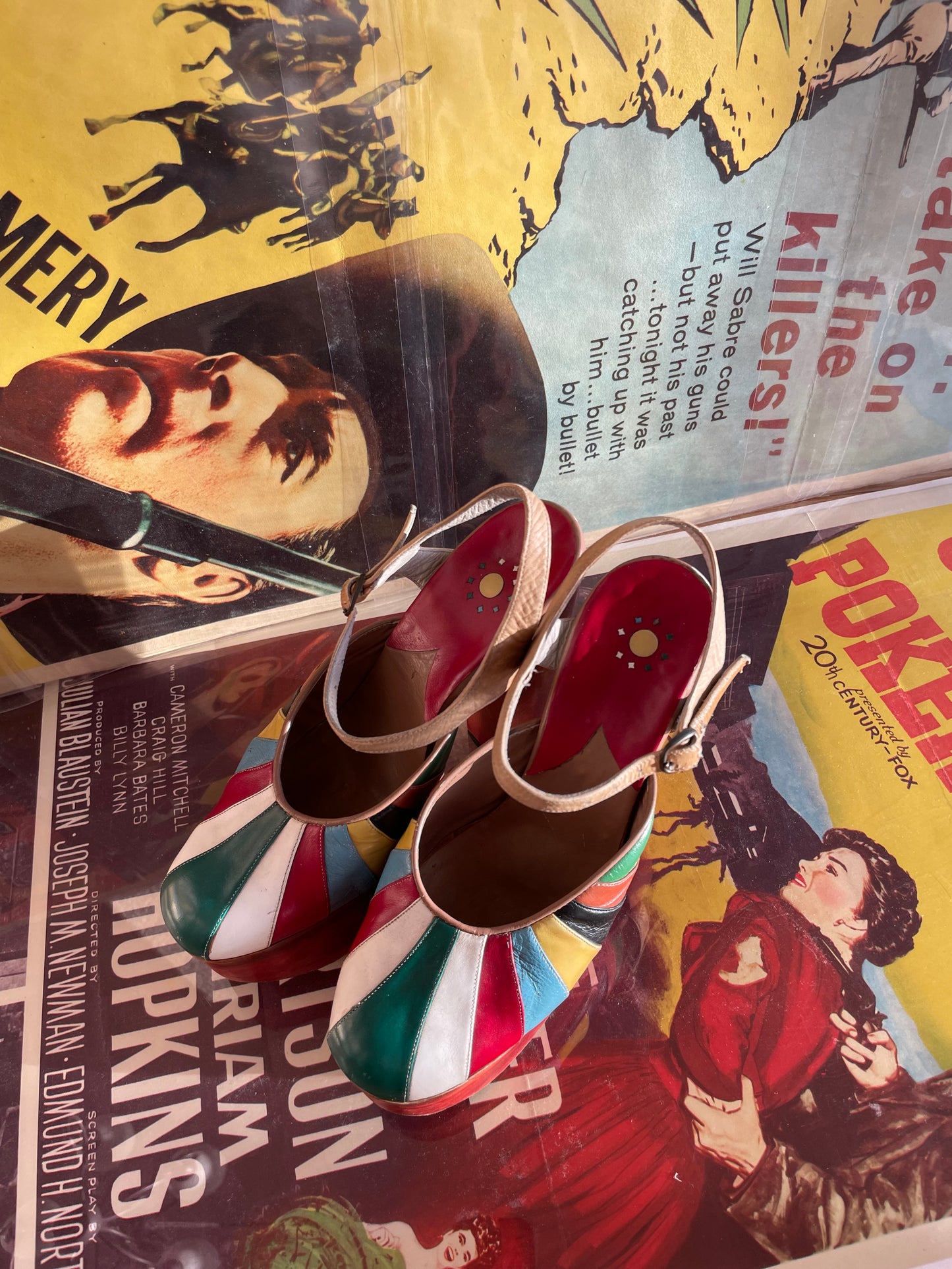 Special 1970s Rainbow Patchwork Leather Platforms