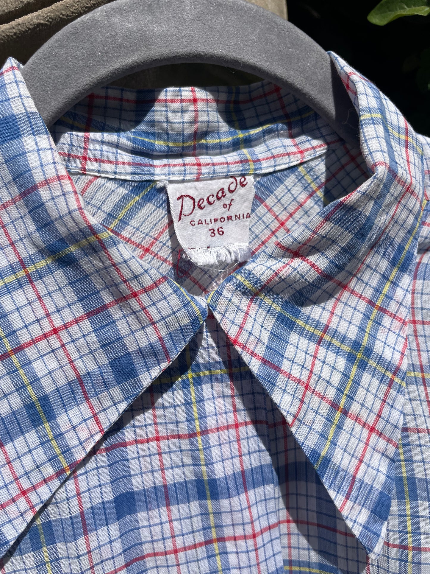 1940s Bishop Sleeve Plaid Cotton Blouse