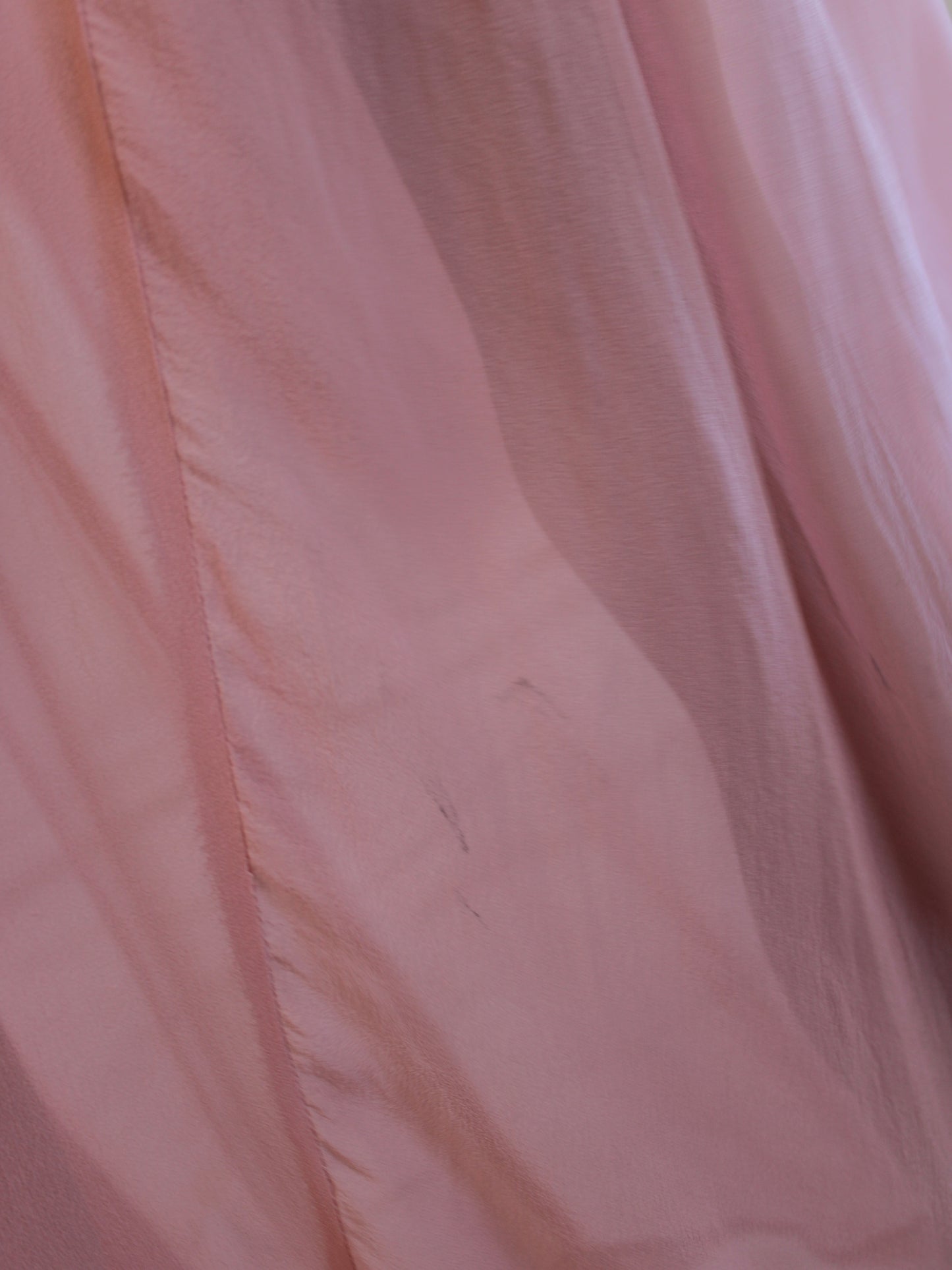 1930s Pale Pink Chiffon V Neck Dress