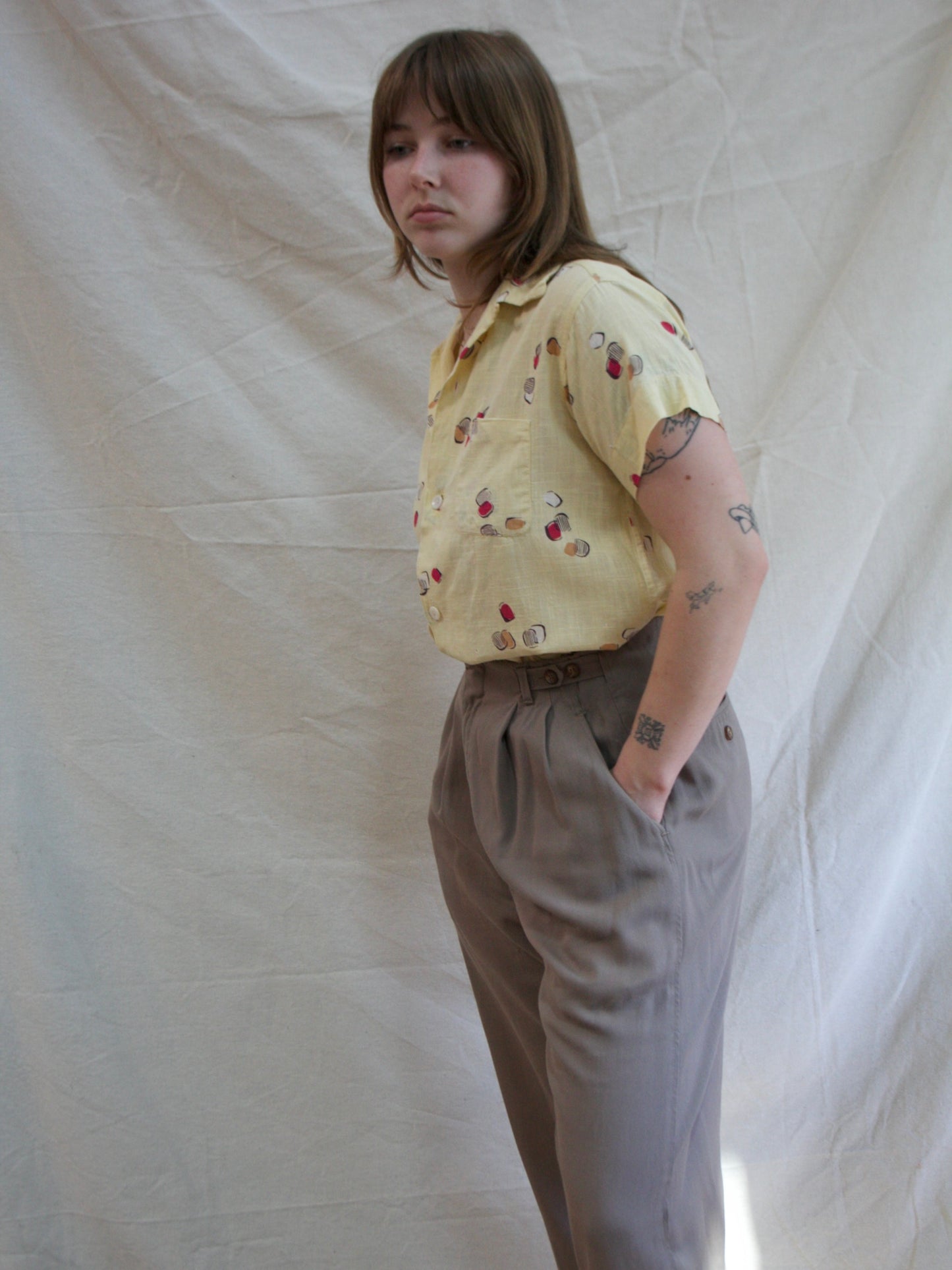 1950s Adjustable Gabardine Pleated Trousers