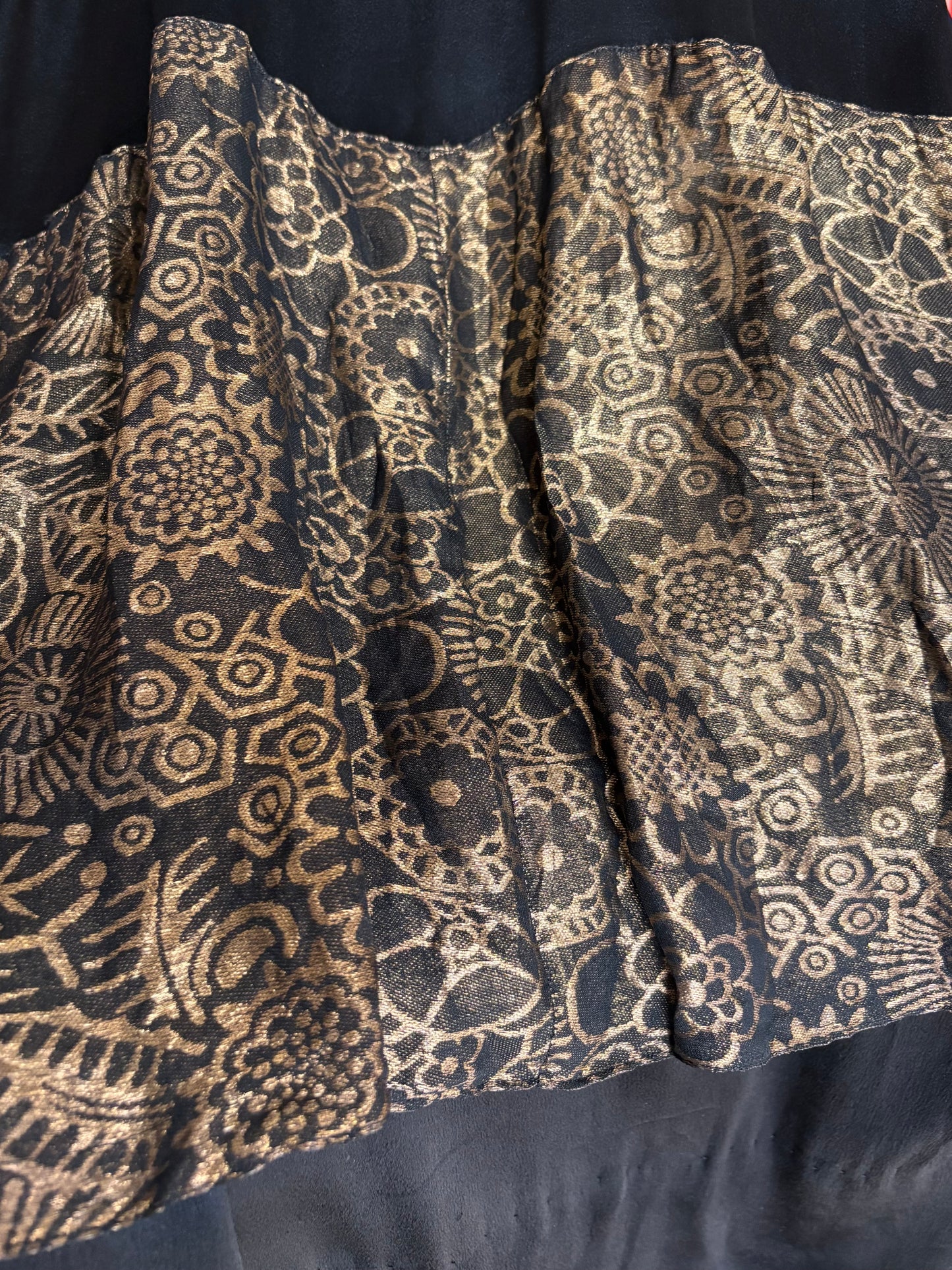 Antique 1920s Art Nouveau Lamé Silk Charmeuse Drop Waist Dress