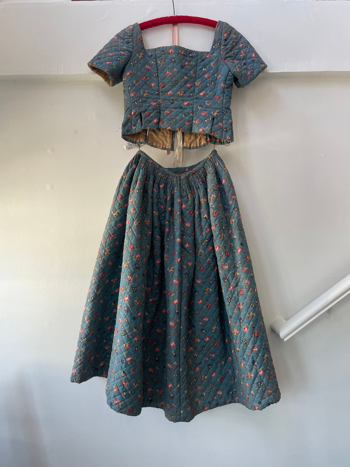19th Century Does 18th Century Hand Stitched Quilted Two Piece Corset Petticoat Ensemble