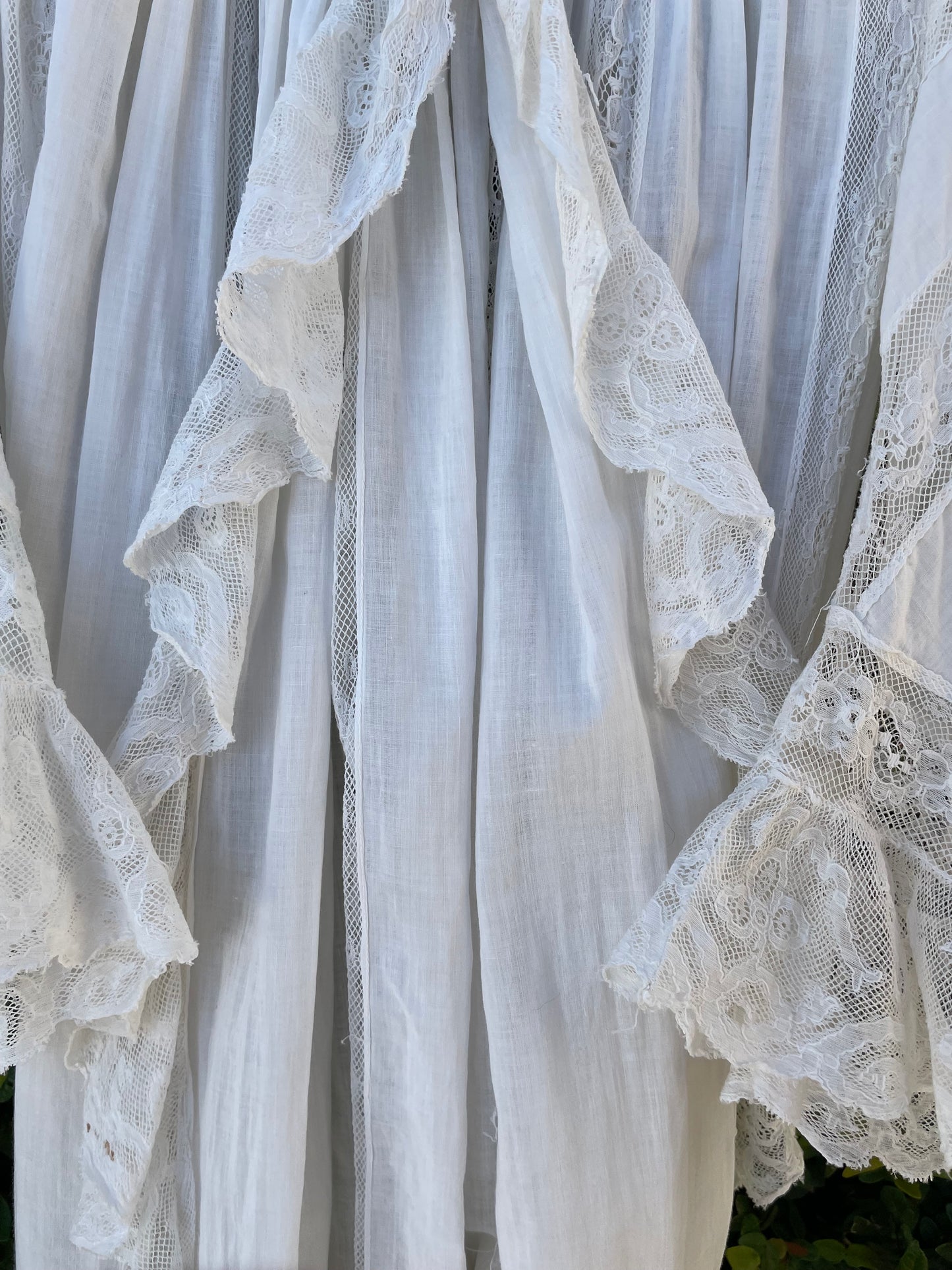 Rare Turn Of The Century Insertion Lace Ruffle Capelet Trousseau Peignoir
