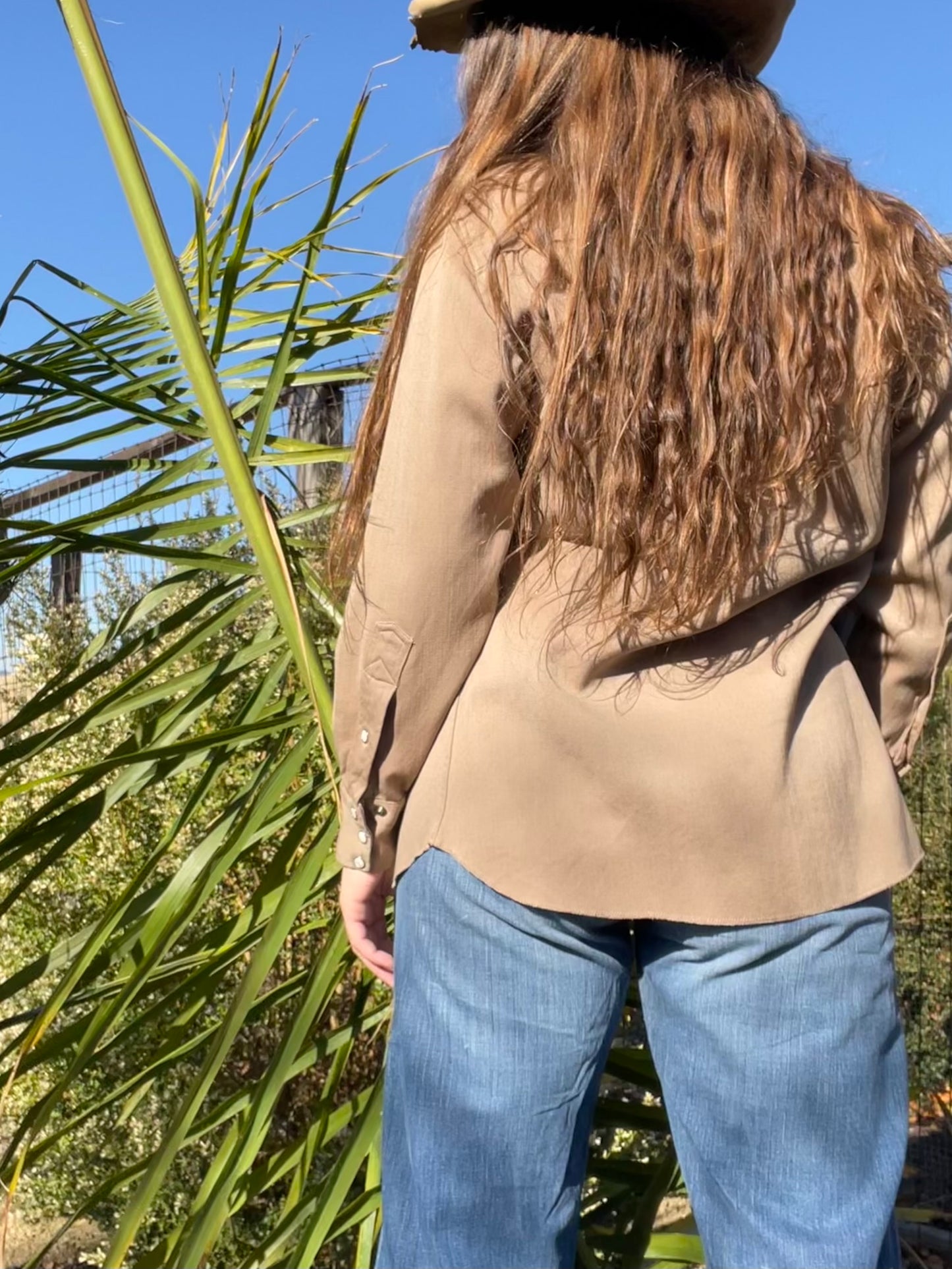 1940s/1950s California Ranchwerar Wool Gabardine Western Pearl Snap