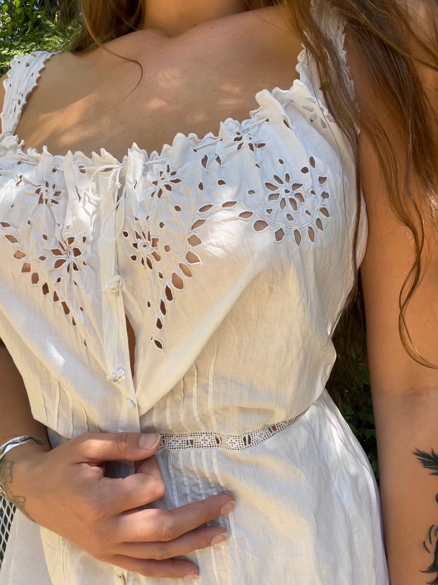 Edwardian Eyelet Pigeon Breast Combination Bloomers/ Corset Cover