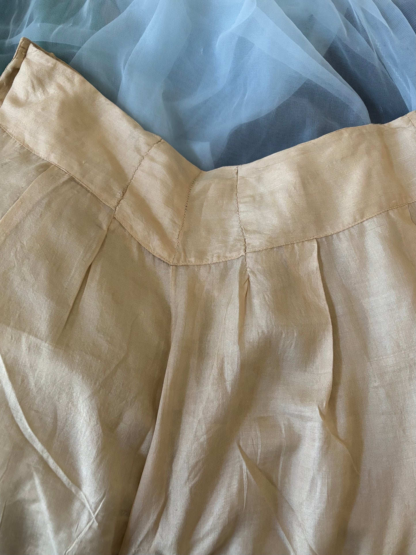 Antique 1920s Two Piece Japanese Pongee Silk Palazzo Pant Set