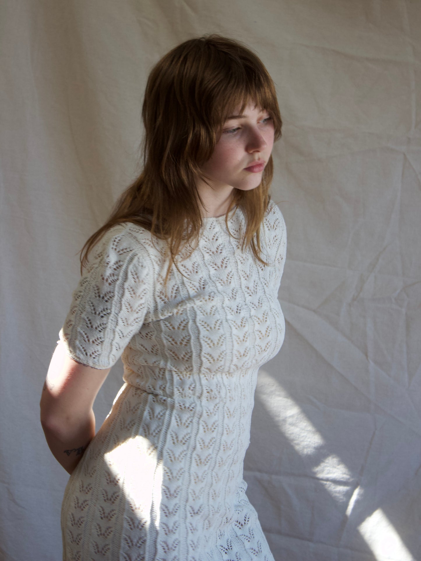1930s Ivory Knit Wiggle Dress
