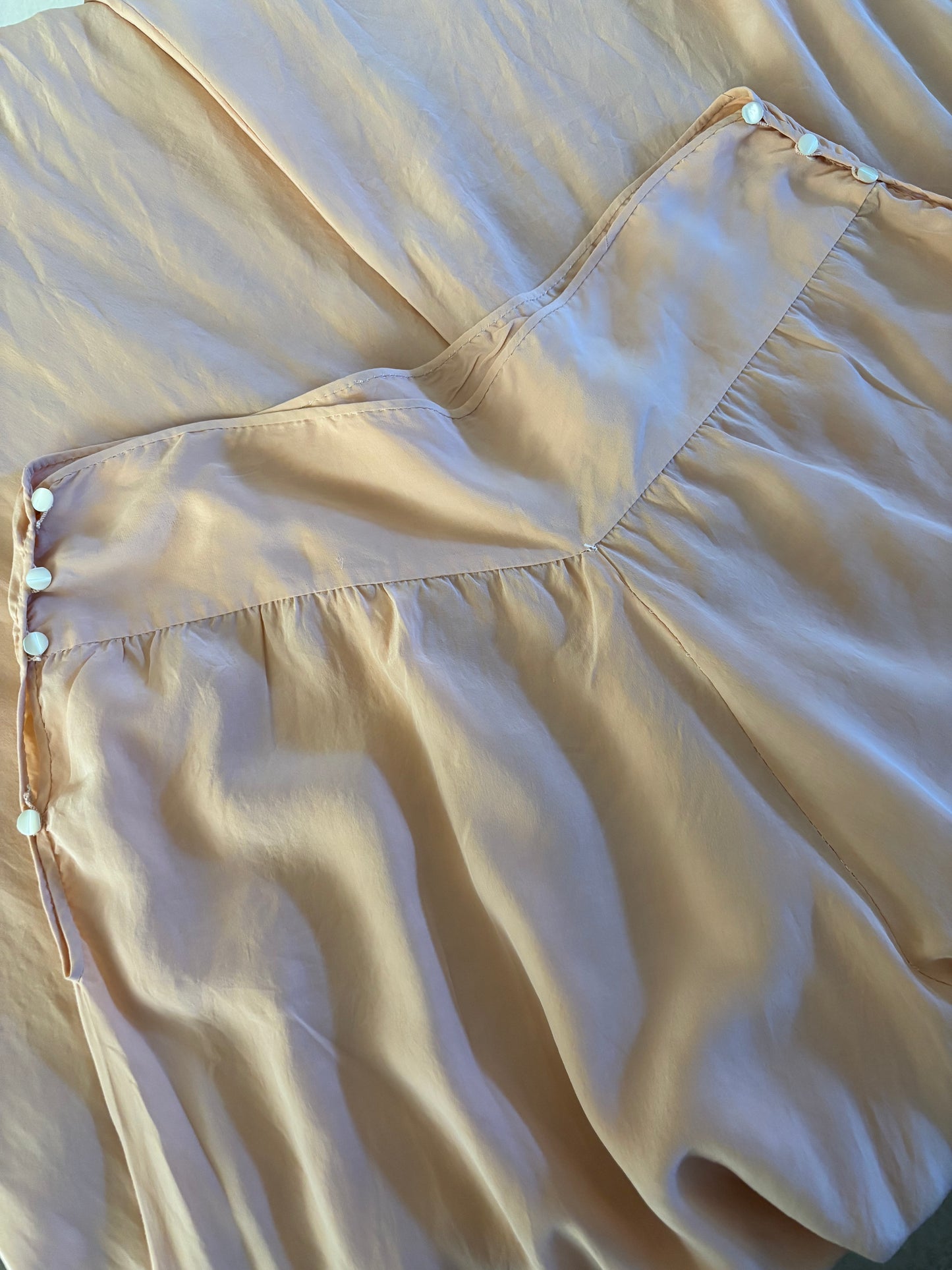 Rare 1930s Fall Front Soft Pink Silk Lace Trim Palazzo Boudoir Pants