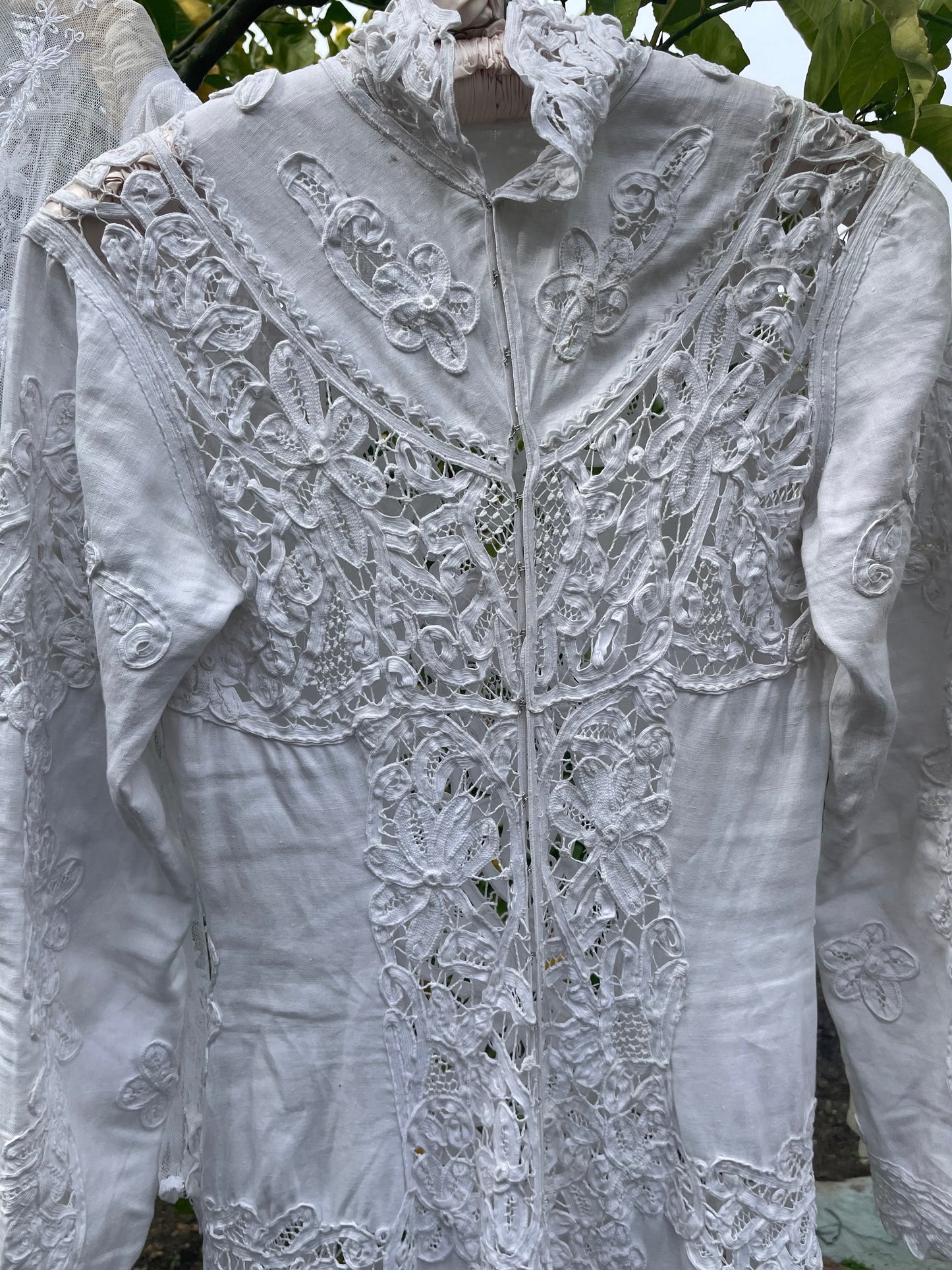 Special Turn Of The Century Hand Sewn Tape Lace & Linen Wedding Gown