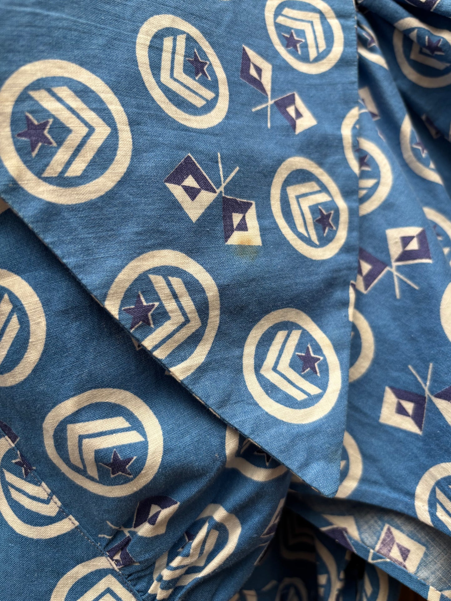 1930s Nautical Print Gigot Sleeve Cotton Beach Dress