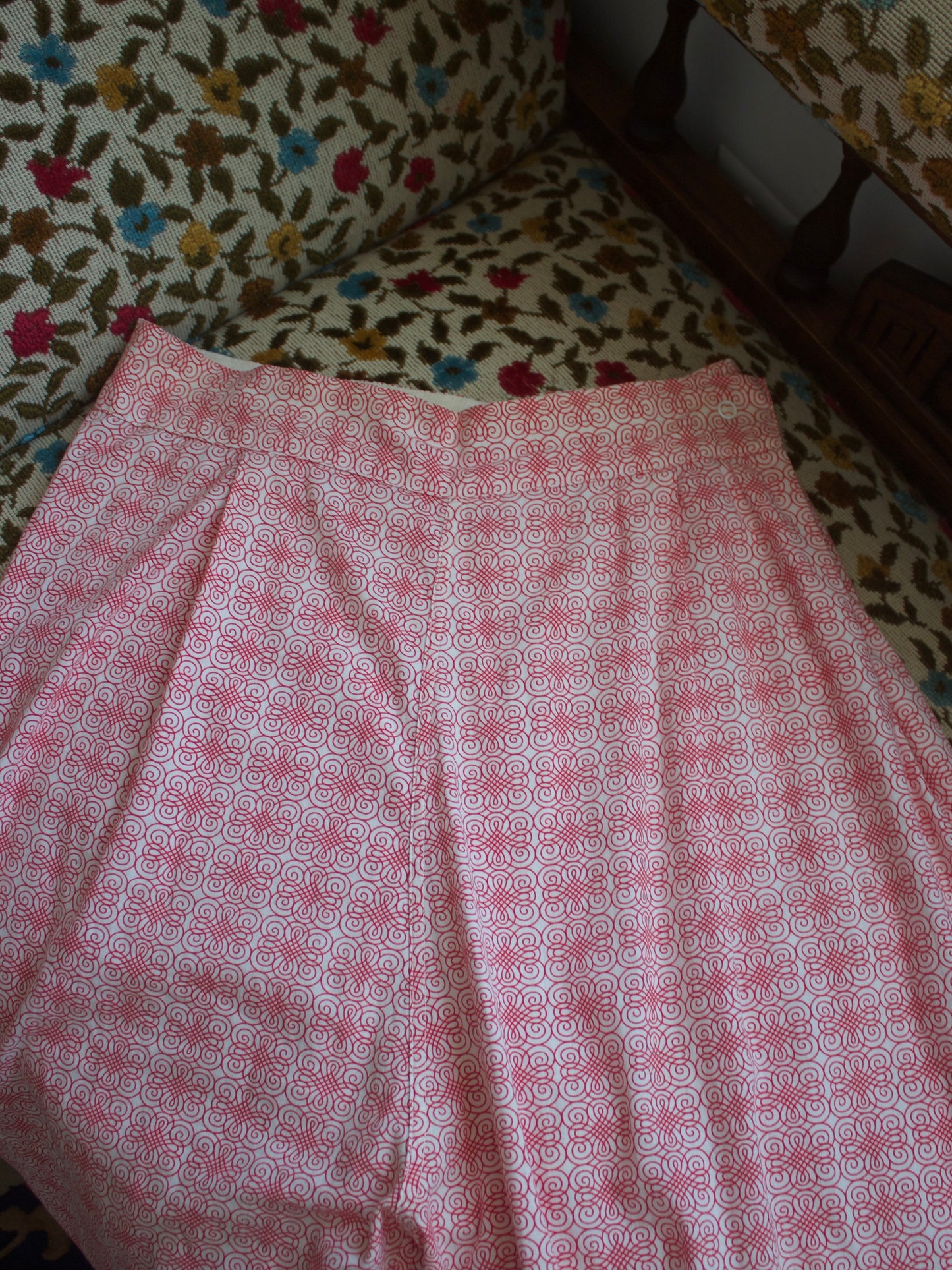 1950s Printed Cotton Lounge Side Button Pants