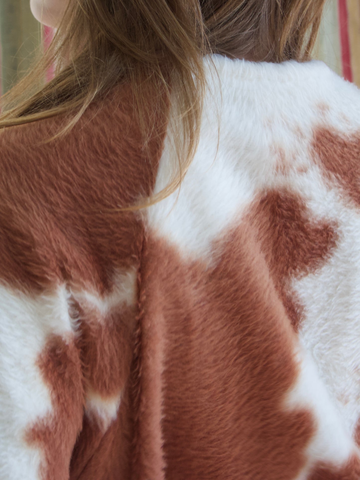 Late 1950s Faux Fur Cow Print Bell Sleeve Tunic Style Jacket