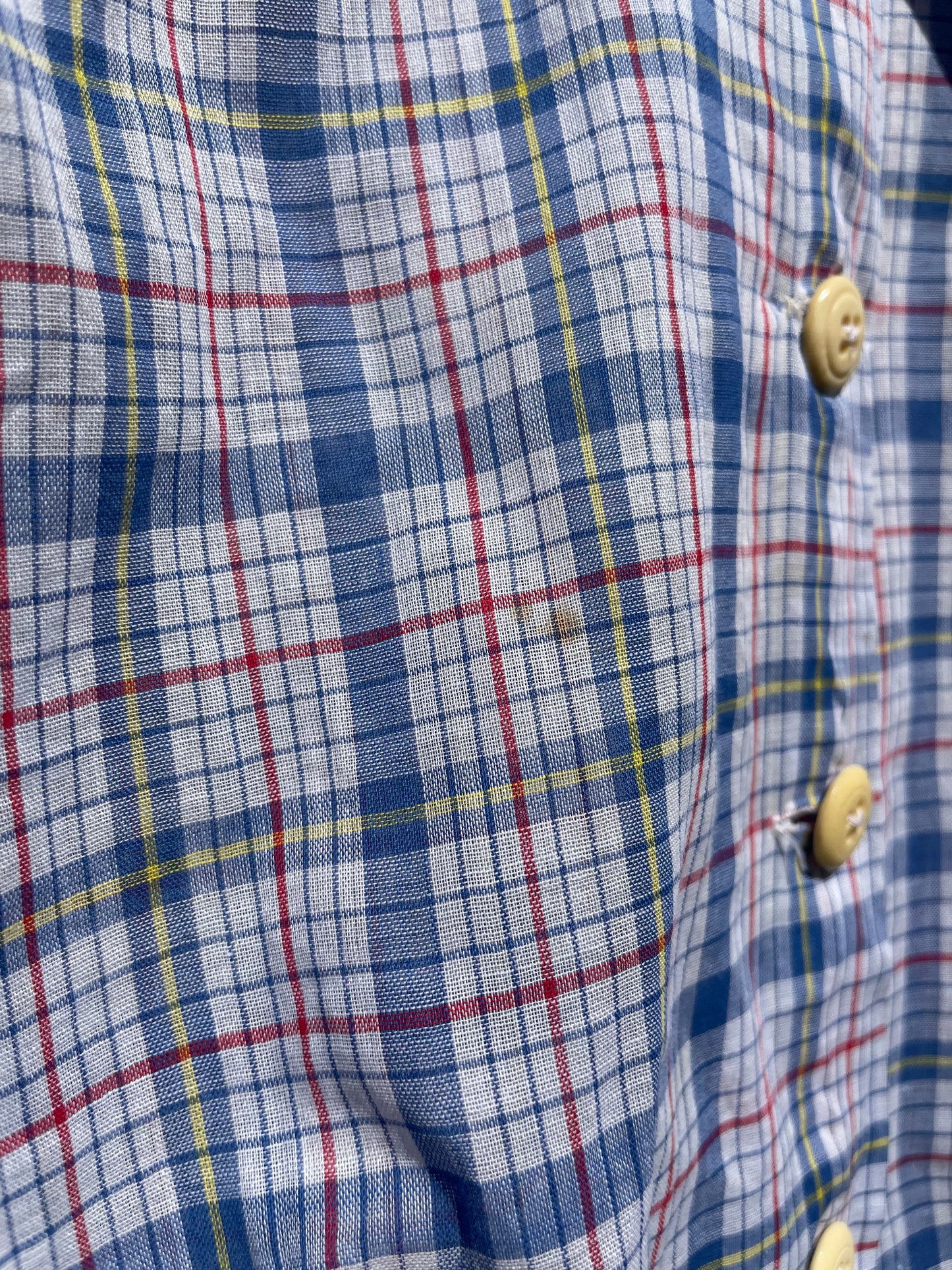 1940s Bishop Sleeve Plaid Cotton Blouse